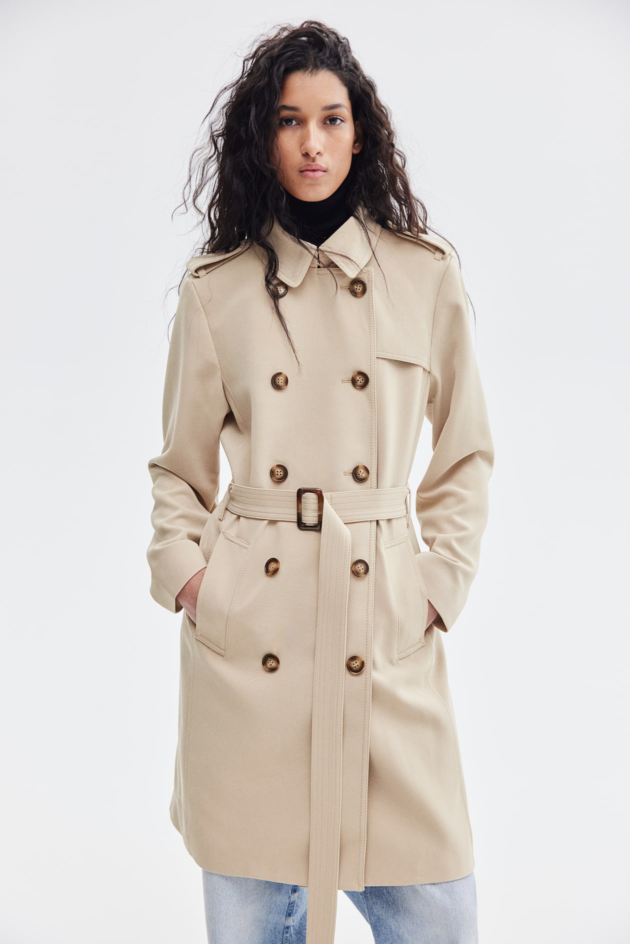 ダブルブレストトレンチコート - ベージュ - レディース | H&M JP