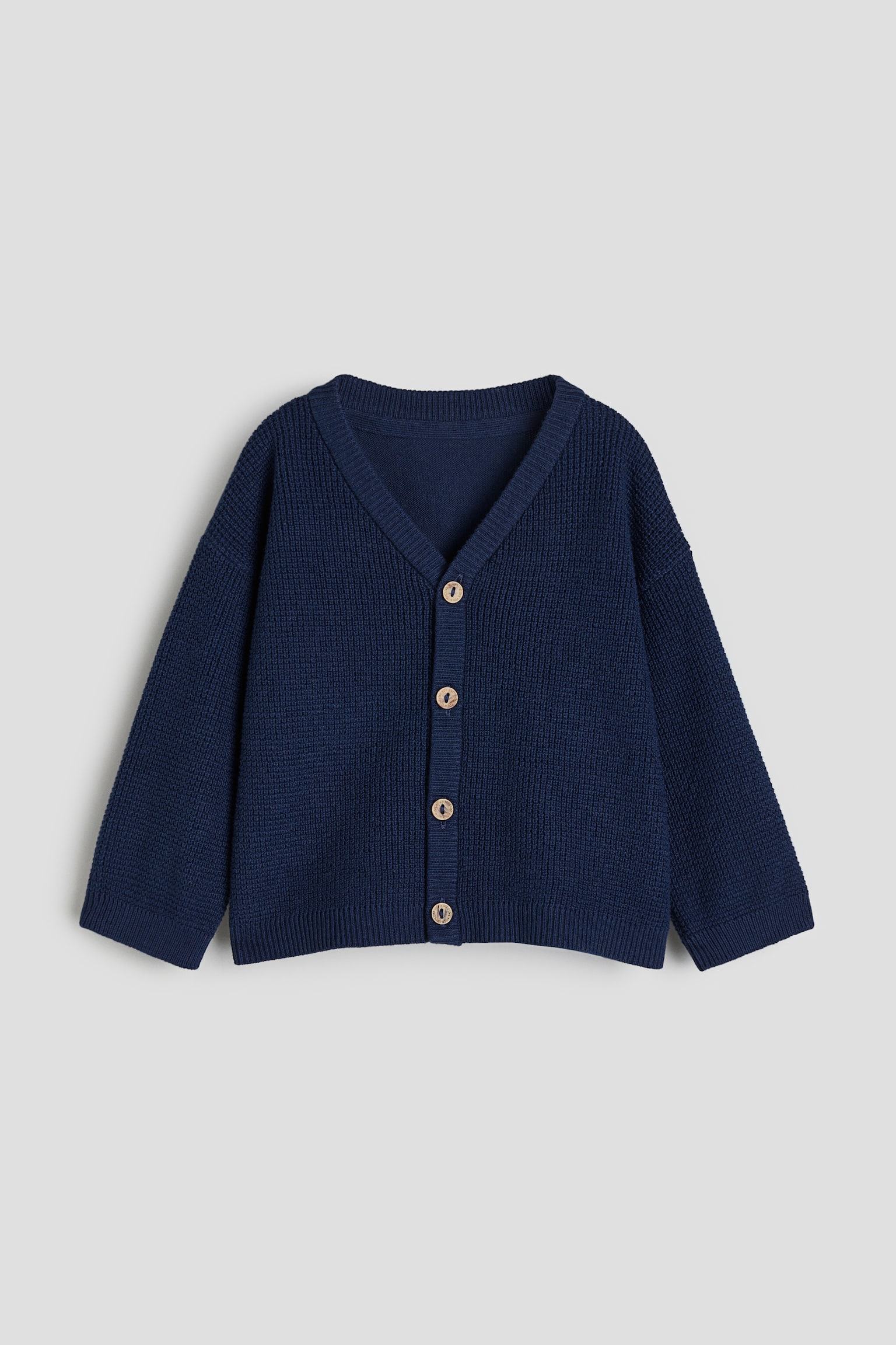 Waffle Knit Cardigan - Dark blue/Beige/Light khaki green/Light grey marle/Navy blue - 1