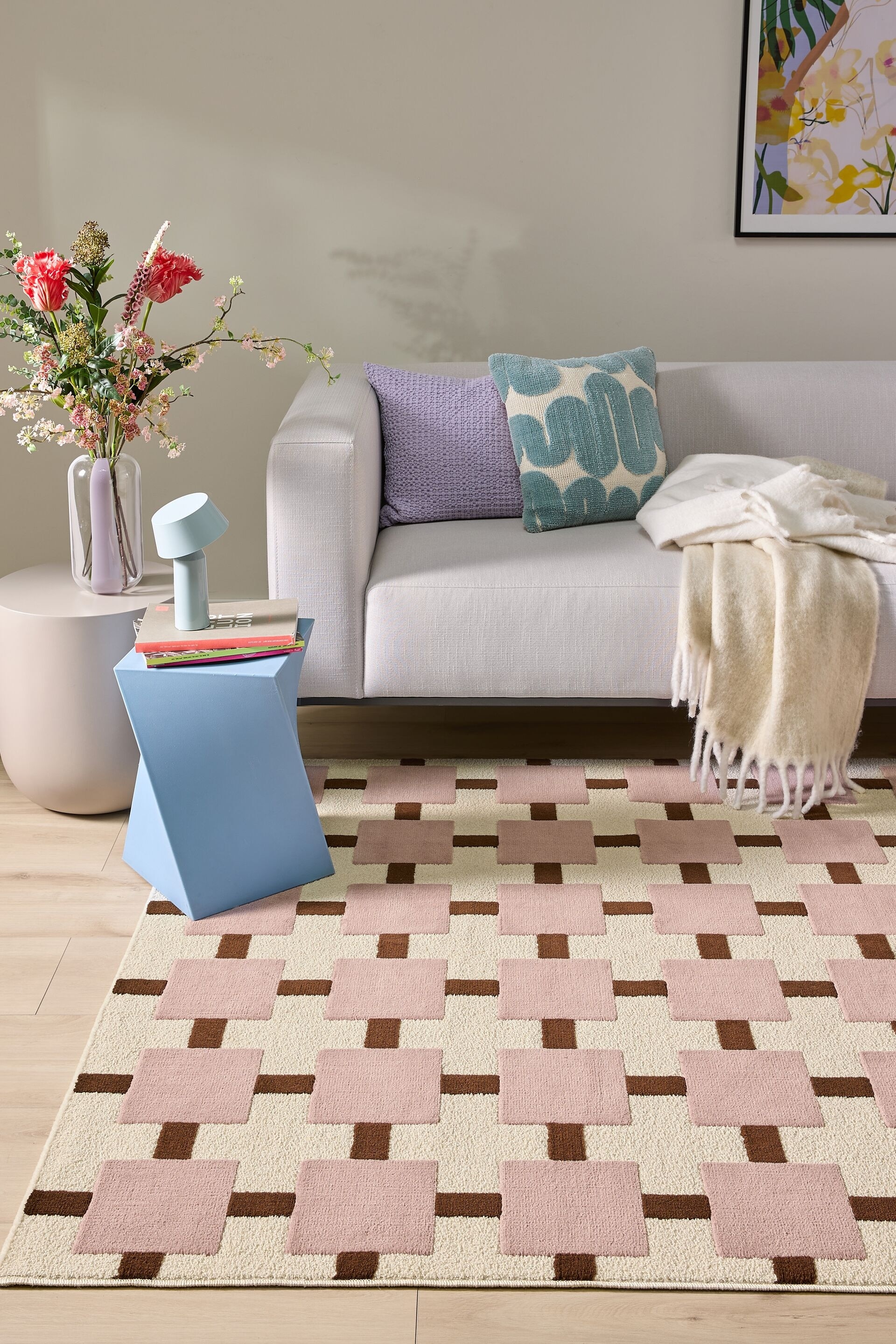 Tappeto Cini - Beige/rosa