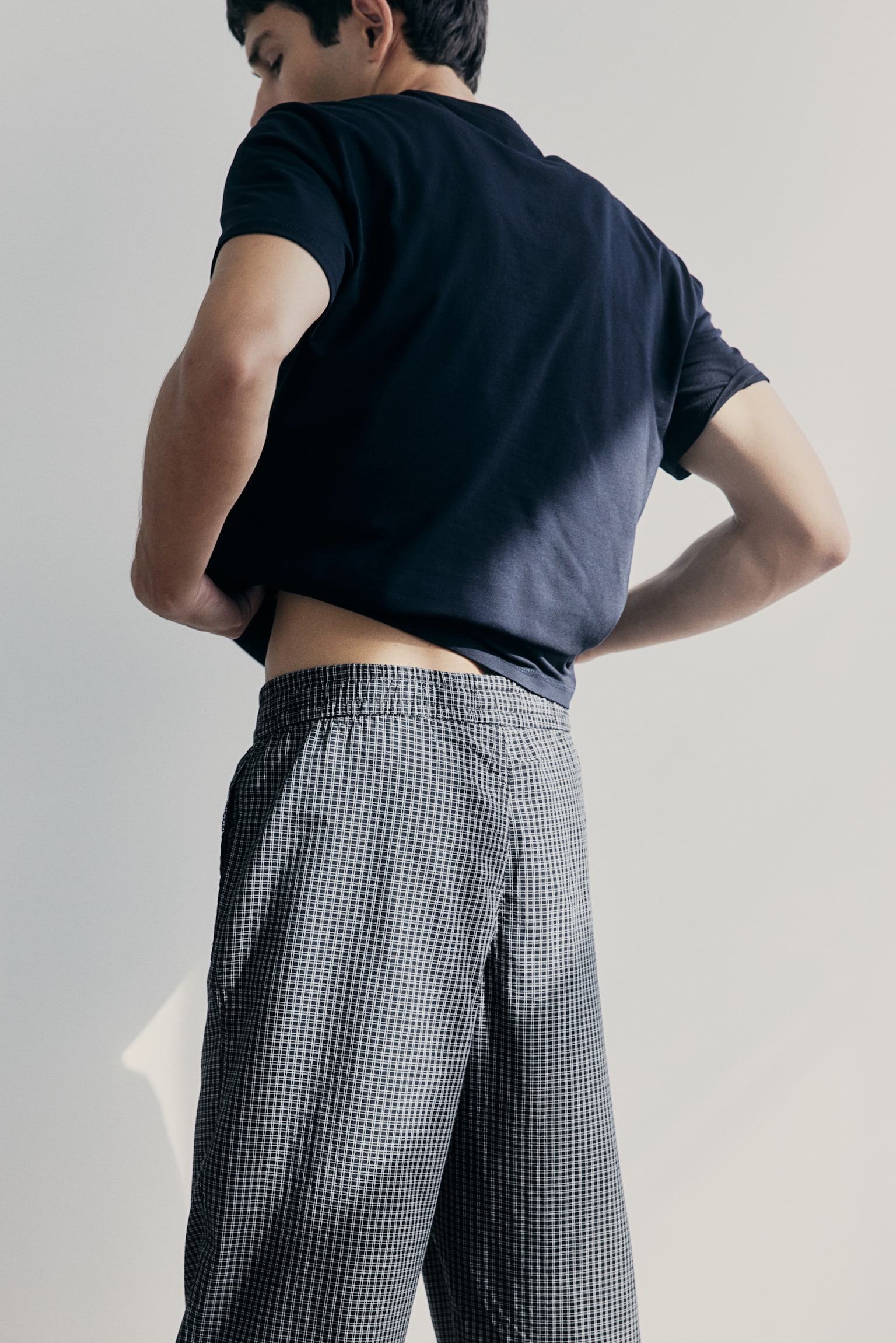 Relaxed Fit Poplin trousers - Black/Checked/Red/Checked/Dark blue/Checked - 4