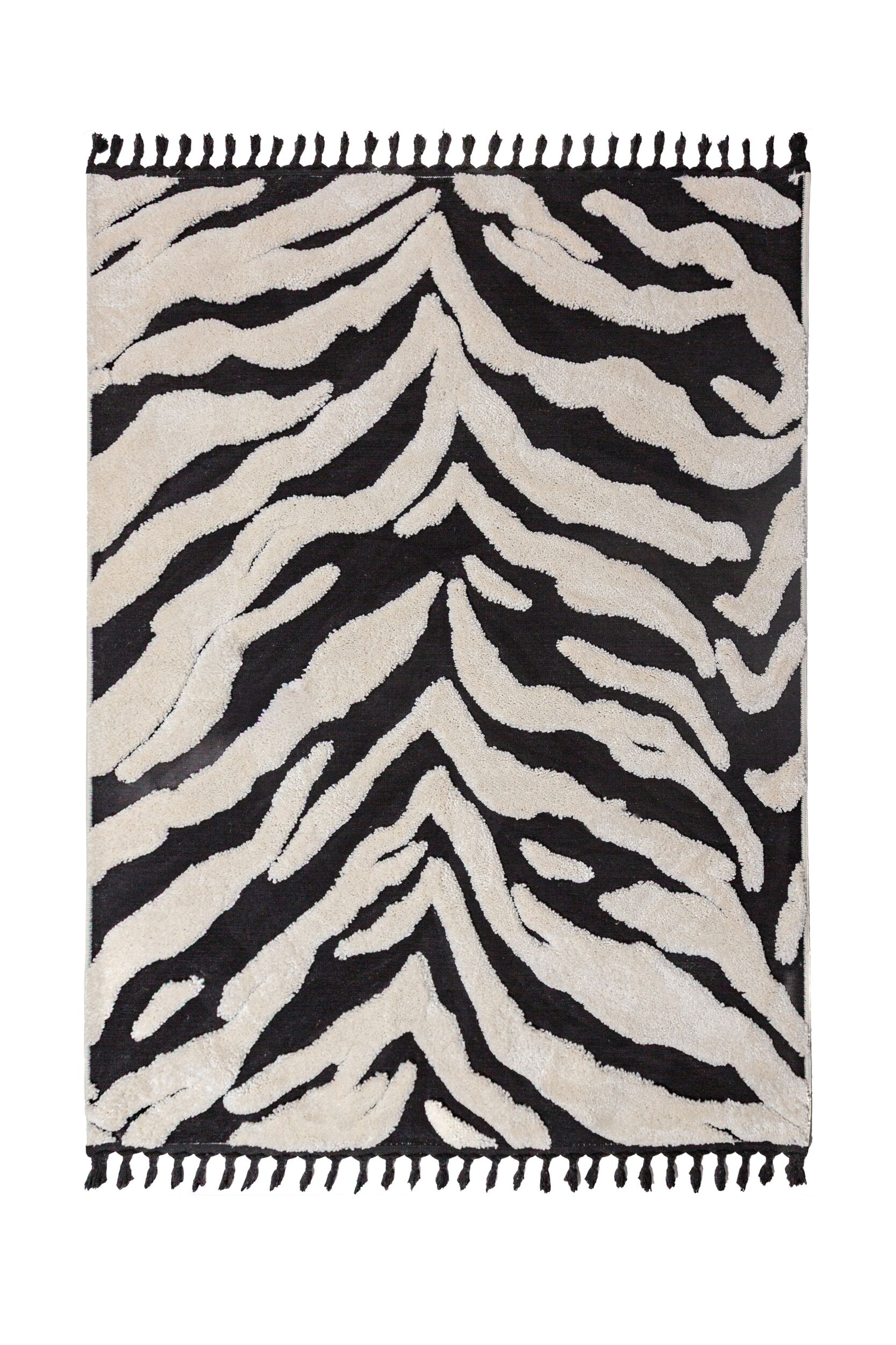 Esra Zebra Dyreprint Tæppe - Monokrom