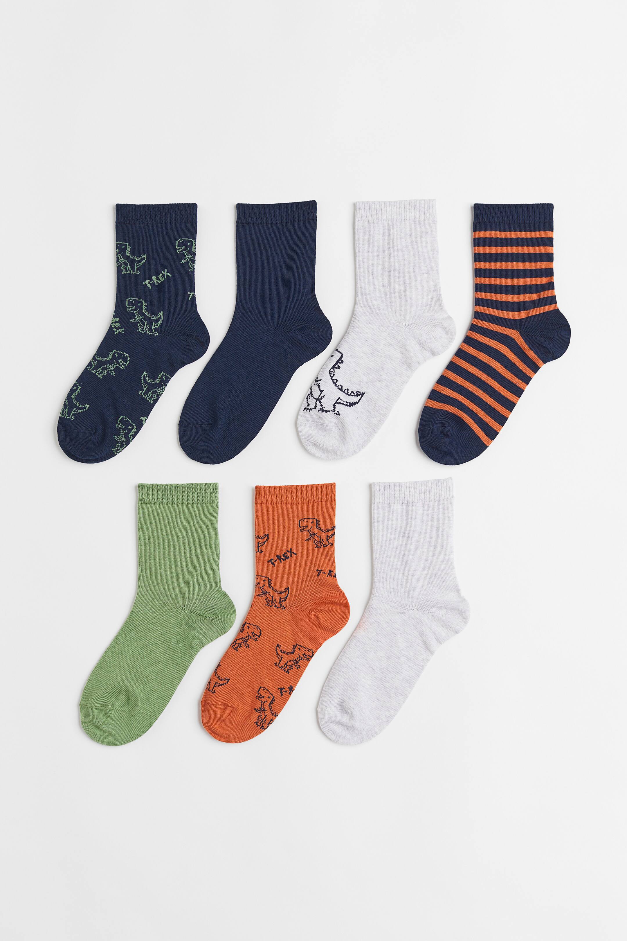 Xem ảnh lớn hơn: Bộ 7 đôi tất - Màu cam/Khủng long - Kids | H&M VN 1