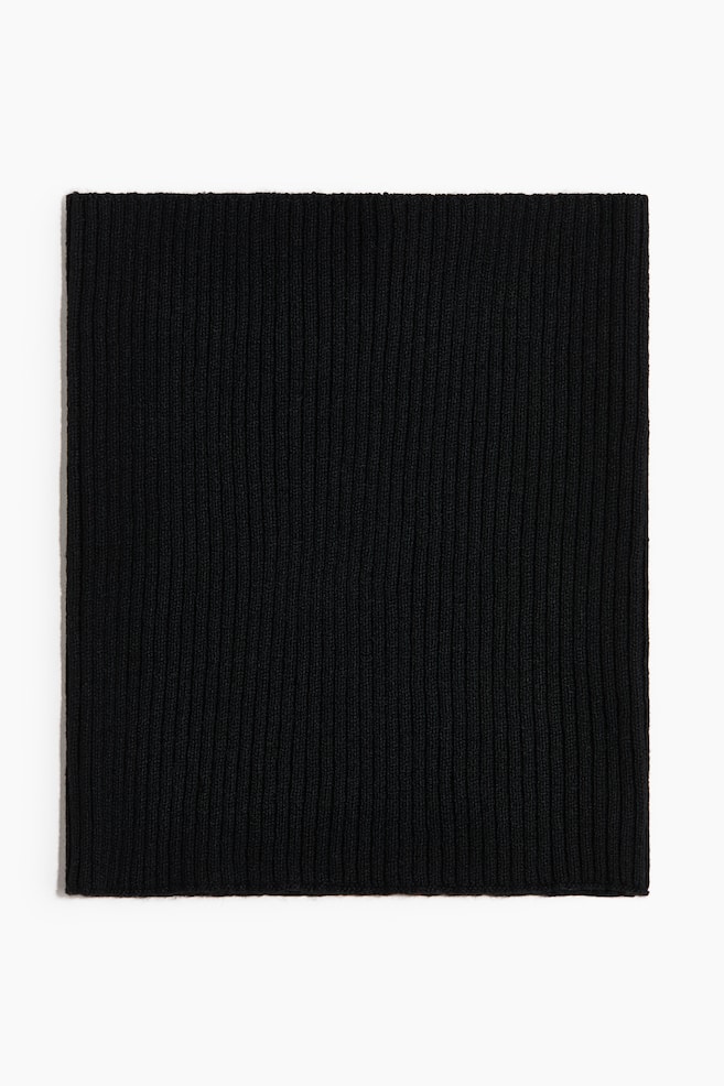 Rib-knit tube scarf - Negro/Gris oscuro jaspeado - 1
