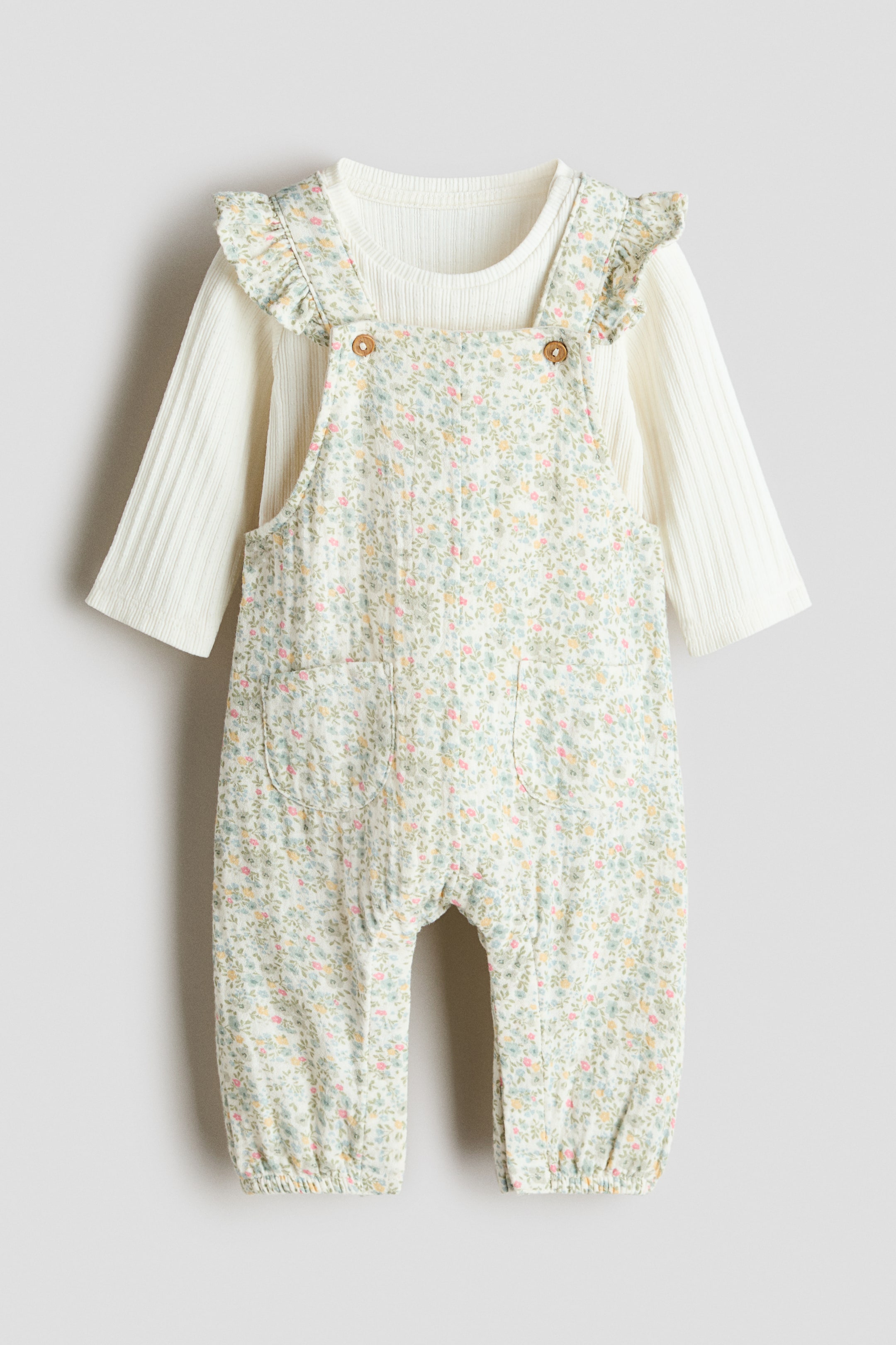 Ver imagen más grande: Conjunto de 2 piezas en algodón - Verde/Floral - NIÑOS | H&M ES 1