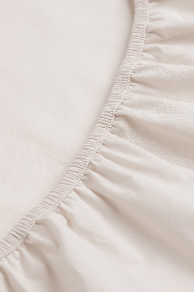 Fitted Cotton Sheet - Light beige/Dark gray/White - 2