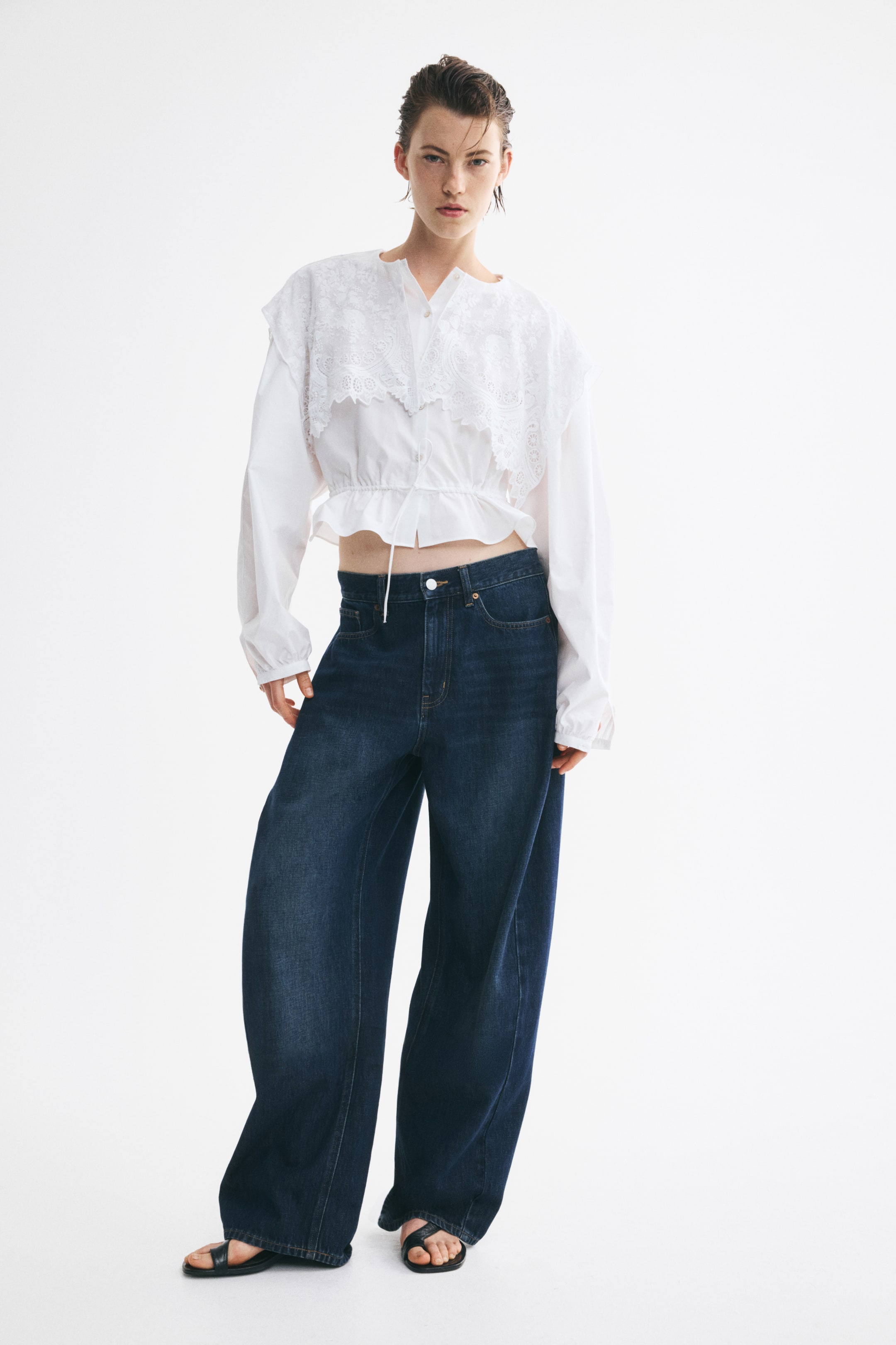 Lace-Trimmed Cotton Blouse