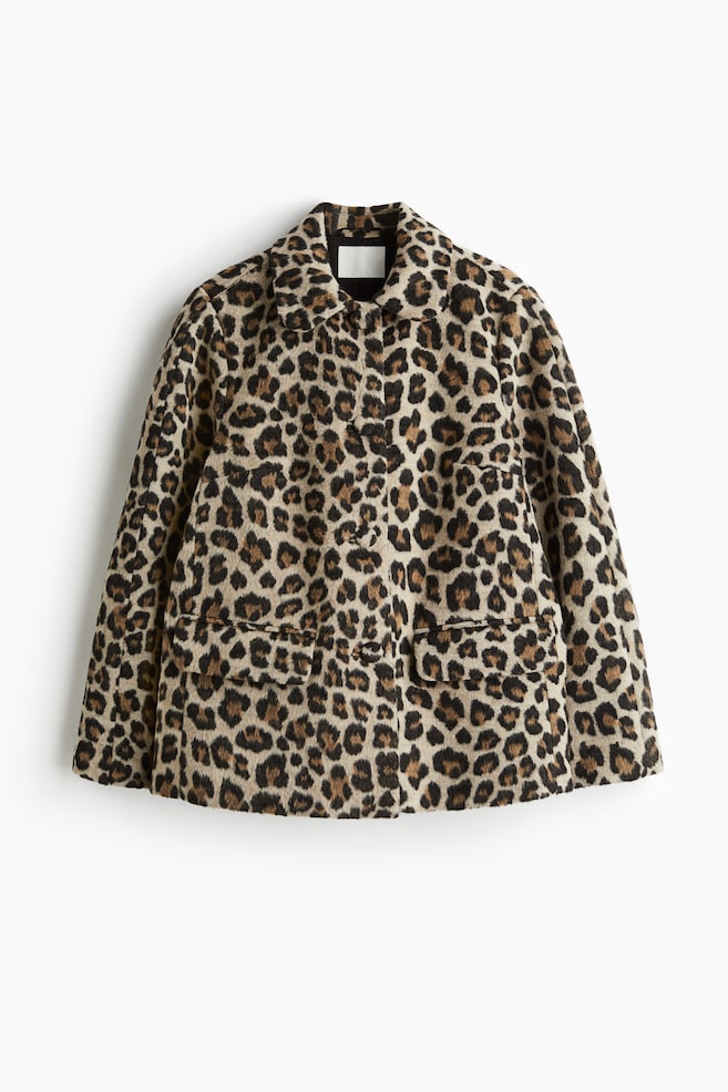 Oversized Jacket - Light beige/leopard print - 1