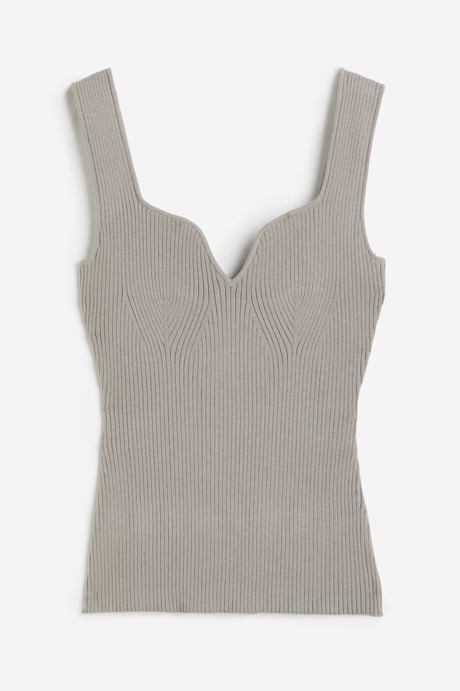 Rib-knit vest top - Greige/Black/White/Green - 2