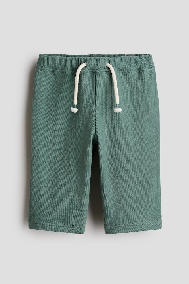 Textured Jersey Pants - Green/Light beige - 1