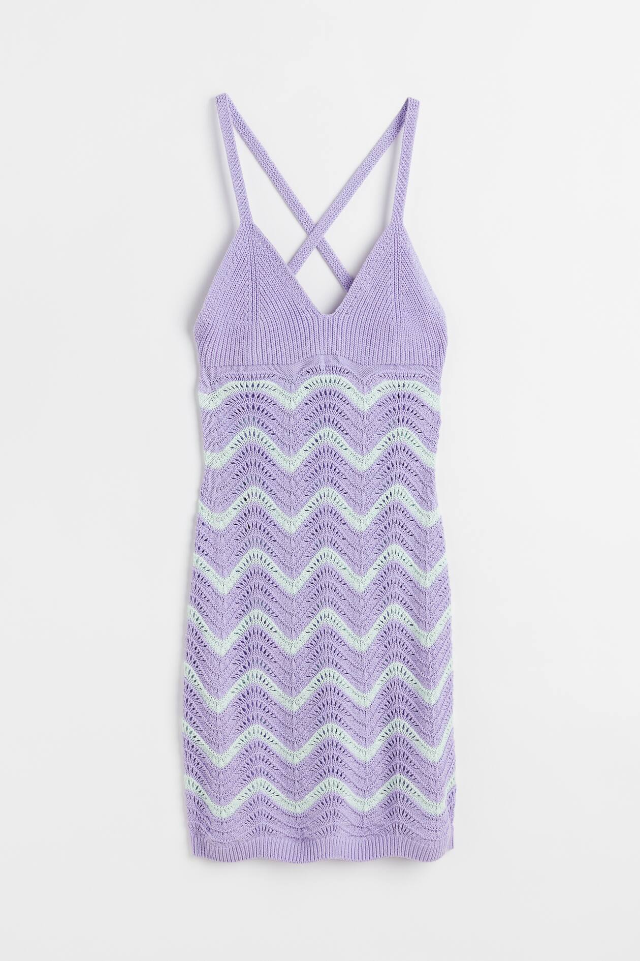 Knit Cotton Dress - Light purple/light turquoise - Ladies | H&M US