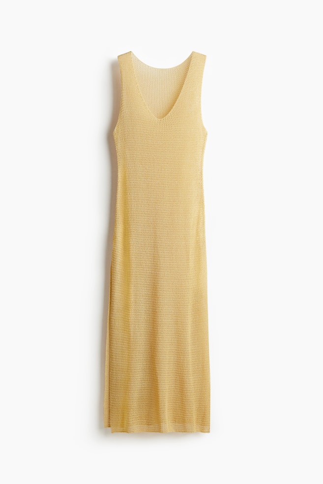Vestido playero en punto holgado - Amarillo/Blanco - 1
