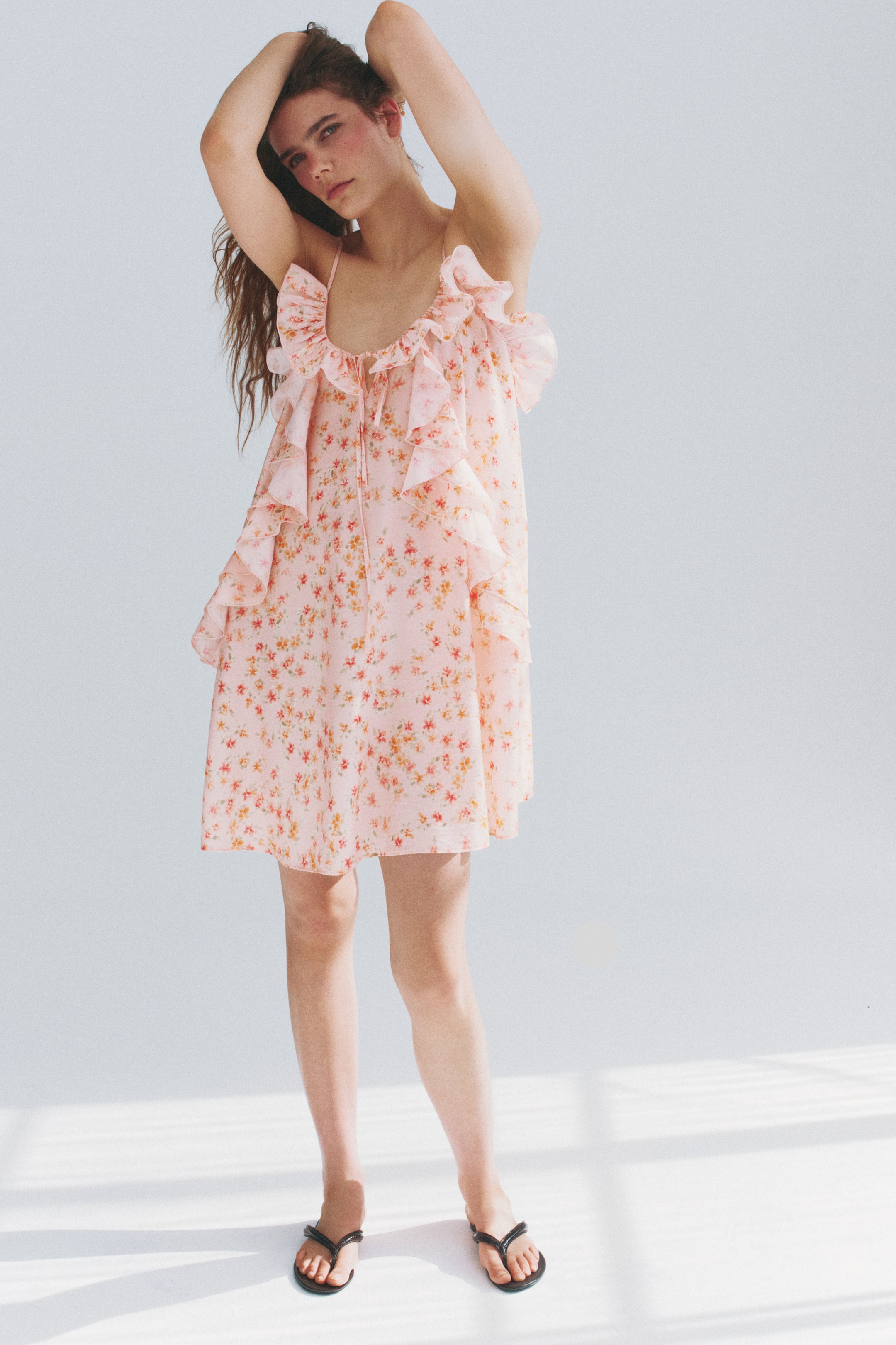Flounce-Trimmed Strappy Dress
