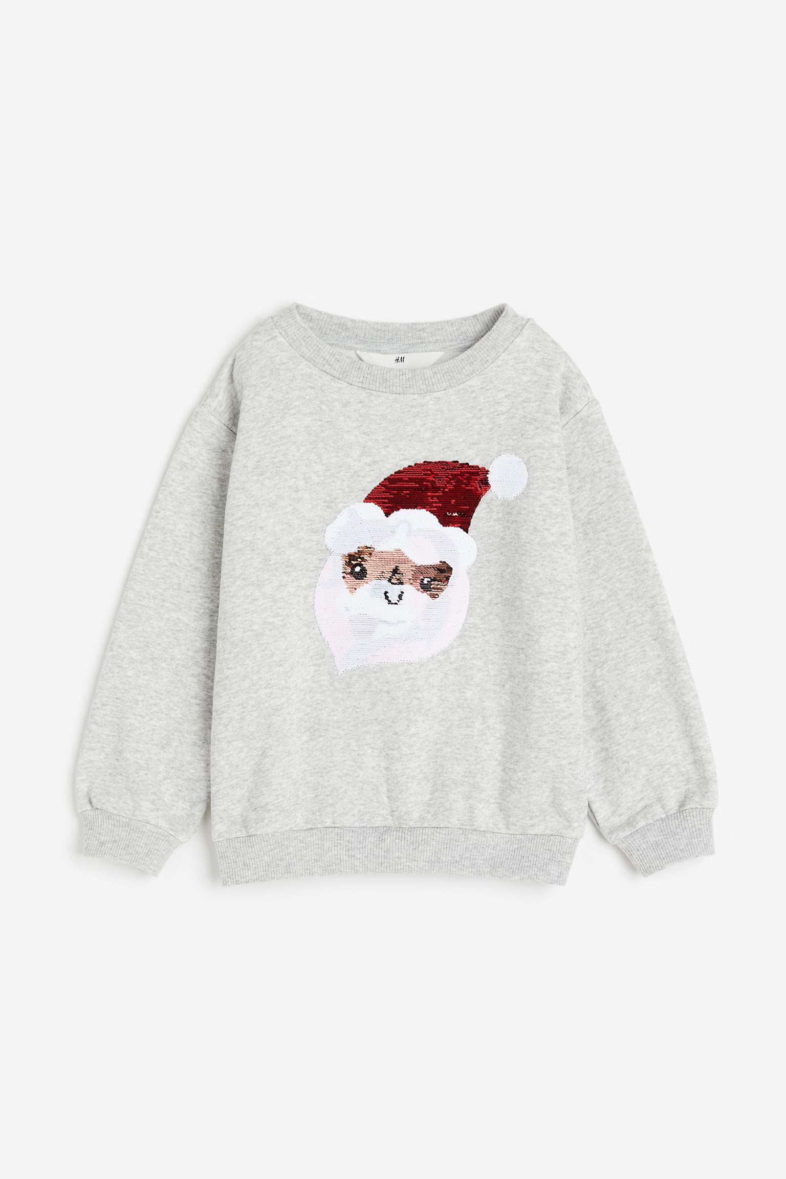 Motif-detail sweatshirt - Grey marl/Santa - 3