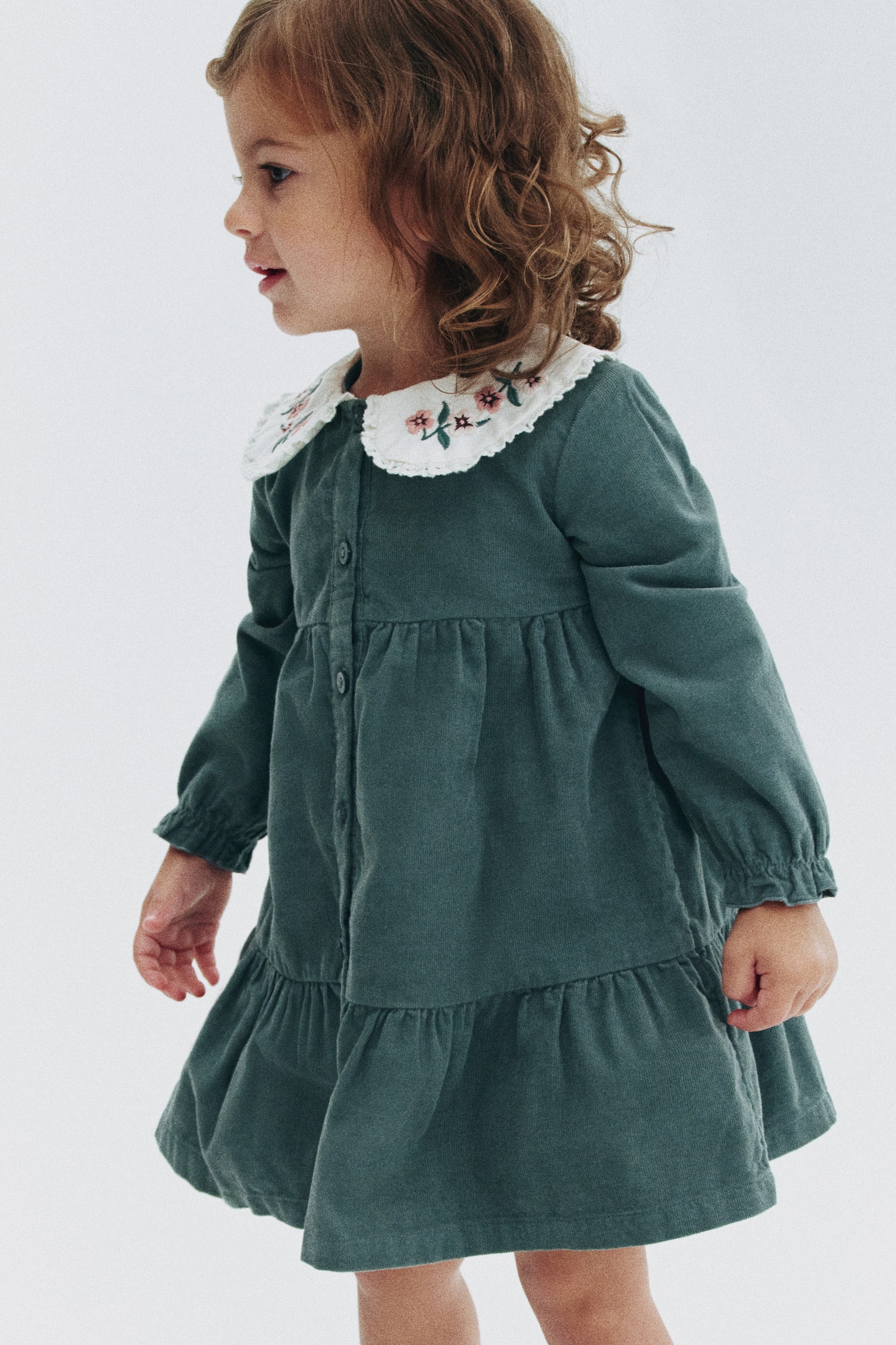 Детское платье H&M Cotton Corduroy, цвет: Зелёный — фото 3