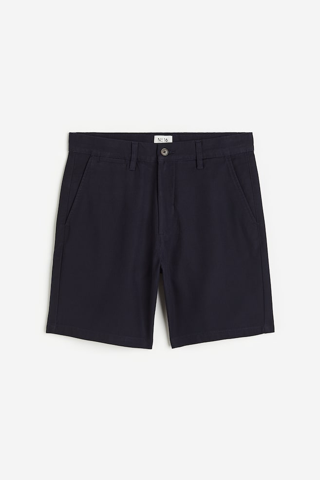 Regular Fit Cotton chino shorts - Navy blue/Beige - 2