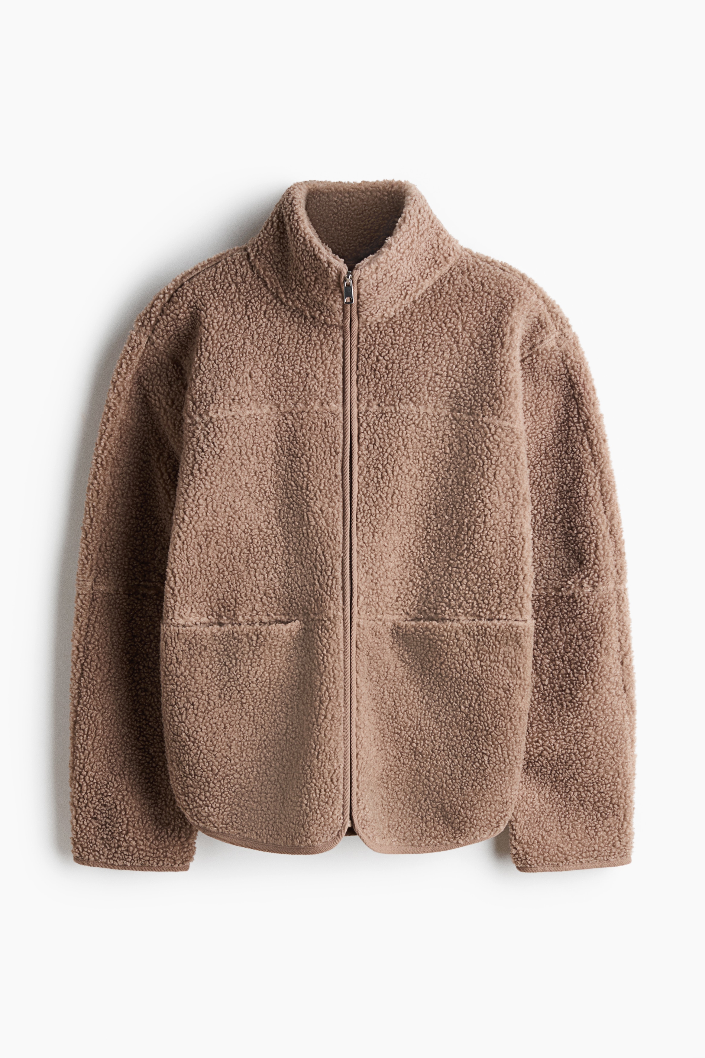 Jacke aus Teddyfleece - Dunkelbeige/Dunkelbraun
