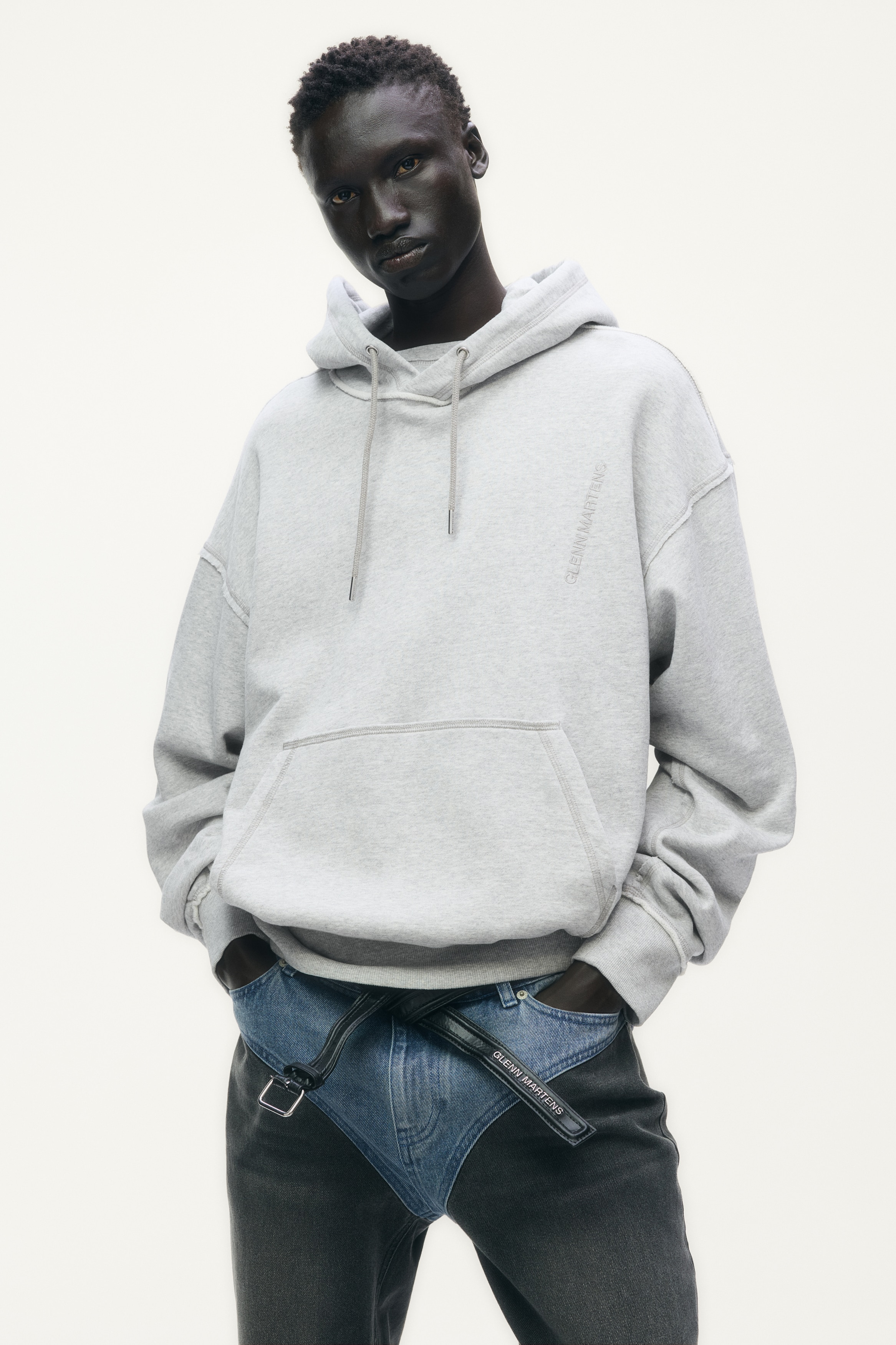 刺繍ディテールスウェットパーカ - ライトグレーメランジ - Men | H&M JP