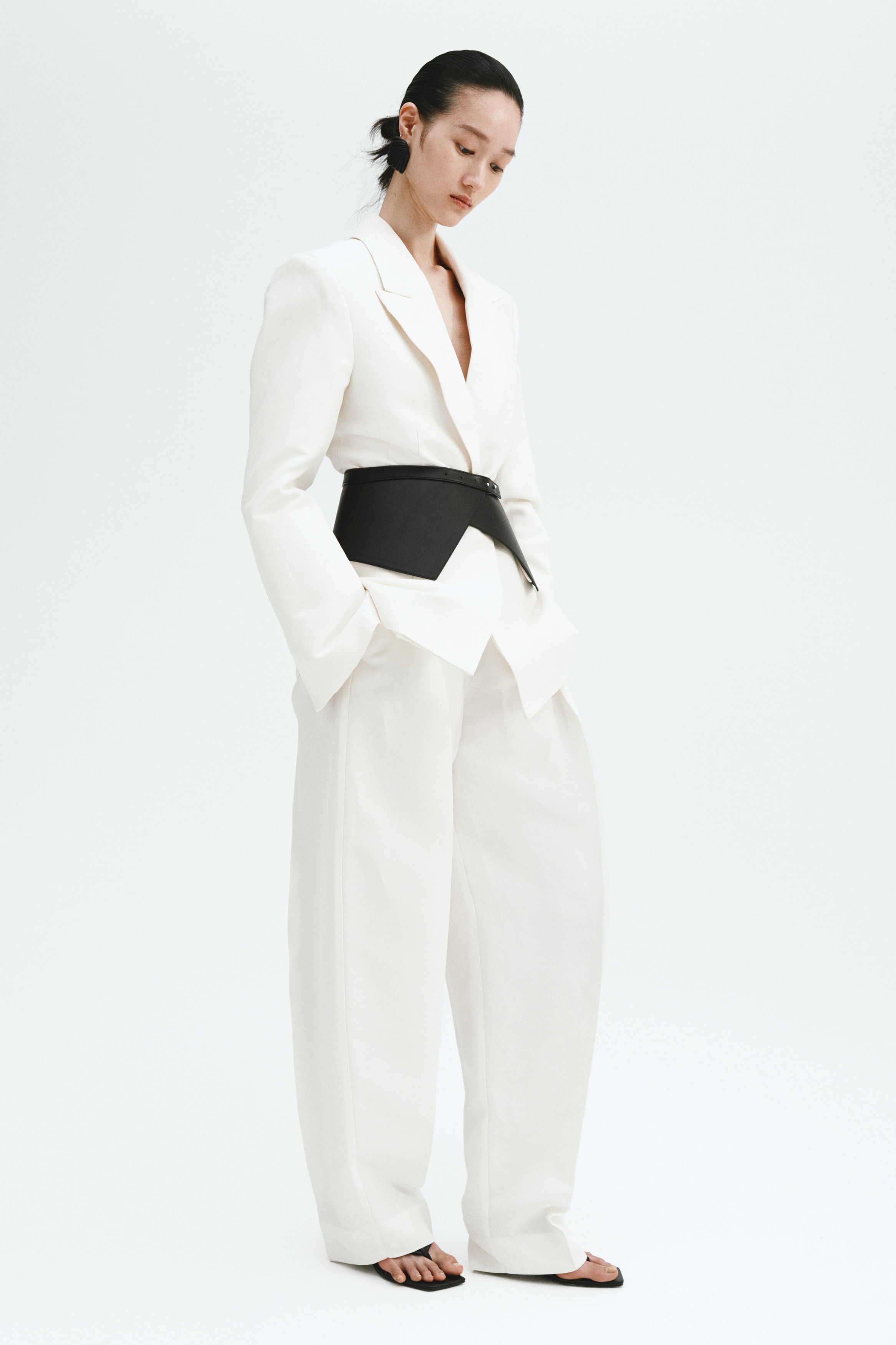 Linen-blend blazer
