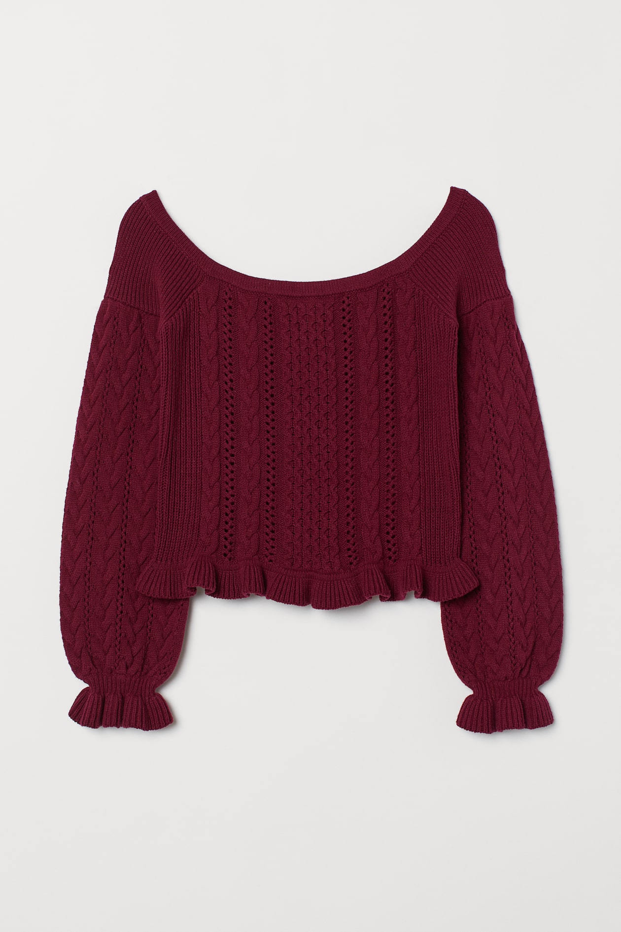 Off-the-shoulder Sweater - Long sleeve - Burgundy - Ladies | H&M US