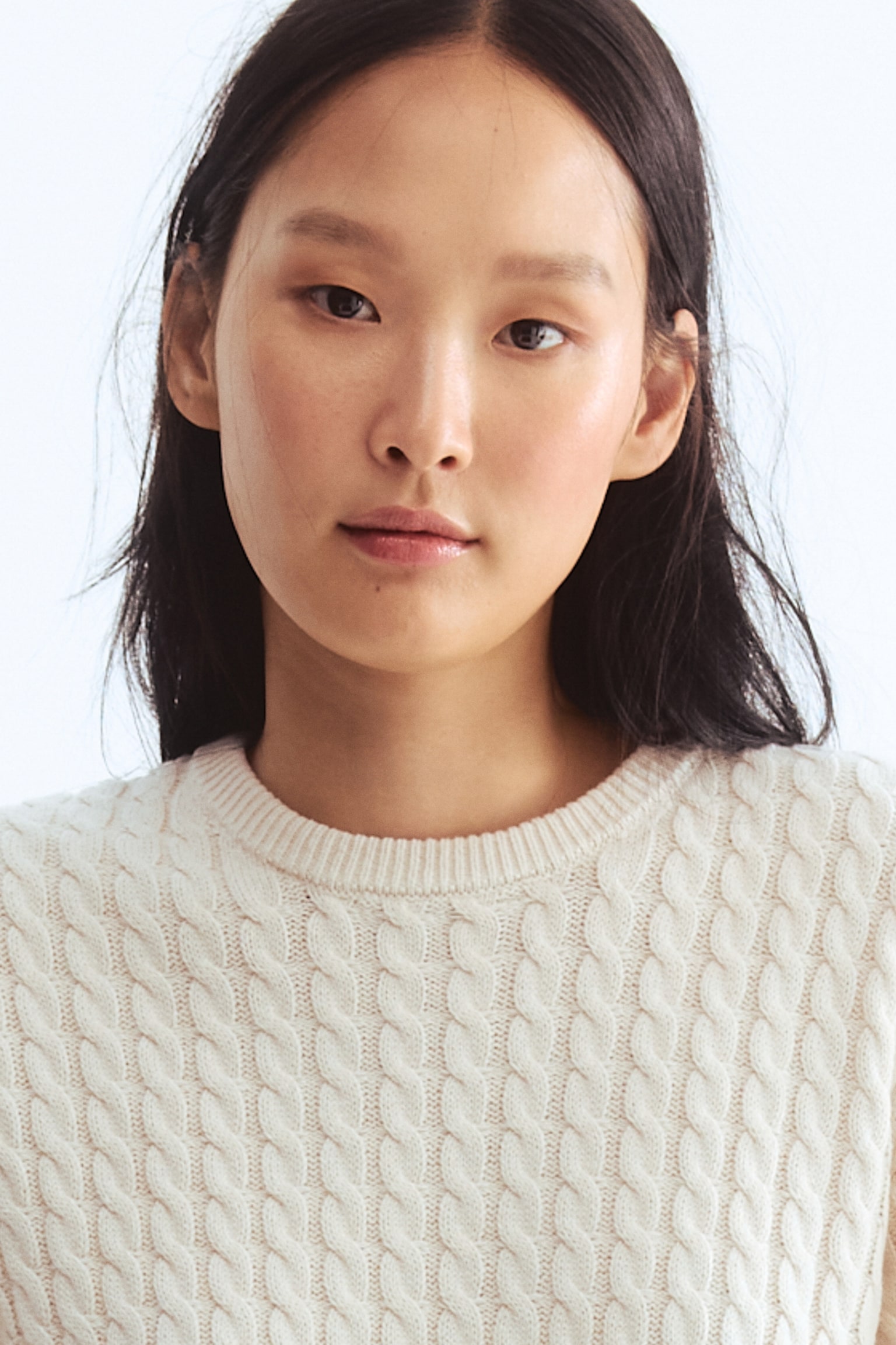 Áo jumper dệt vặn thừng - Màu kem/Màu xanh tím than/Màu đỏ sáng - 4