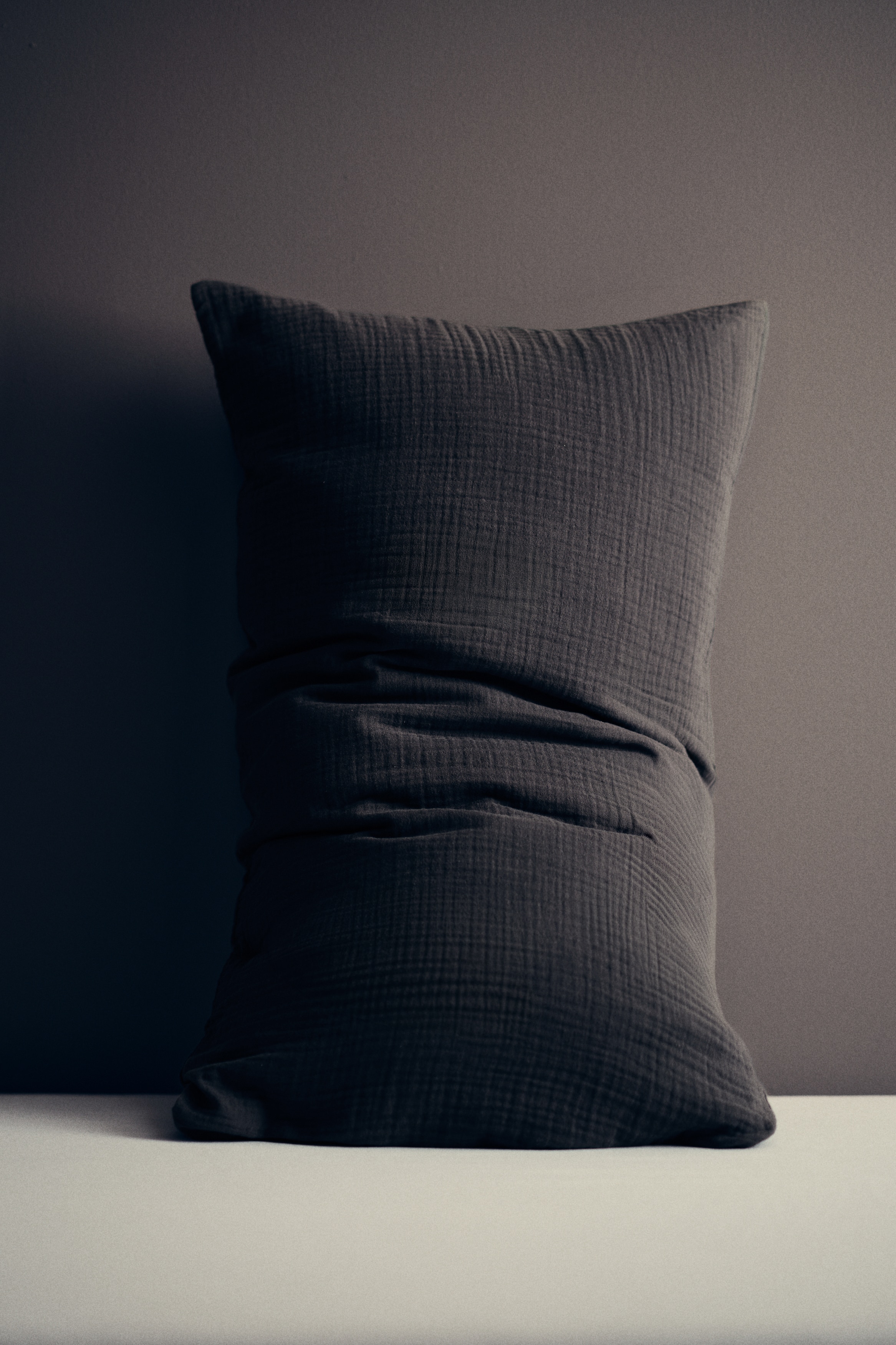 Kopfkissenbezug aus Baumwollmusselin - Anthrazit/Hellbeige/Weiß/Helles Taupe/Dunkelbeige/Helles Mattgrün/Dunkelgrün/Braun/Hellblau/Hellrosa/Hellrosa