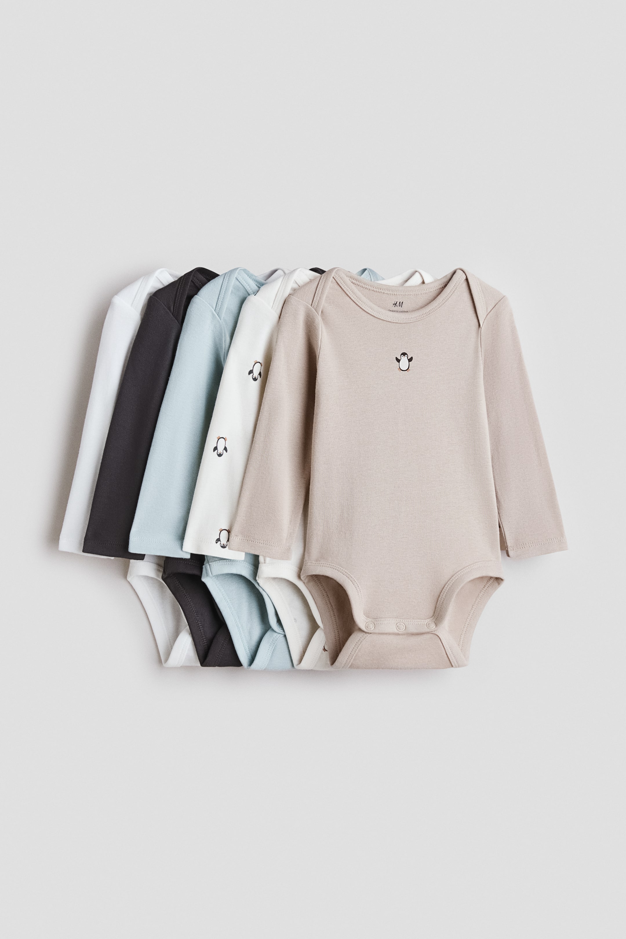 Ingrandisci l'immagine: Body a maniche lunghe 5 pezzi - Turchese/pinguini - BAMBINO | H&M CH 1