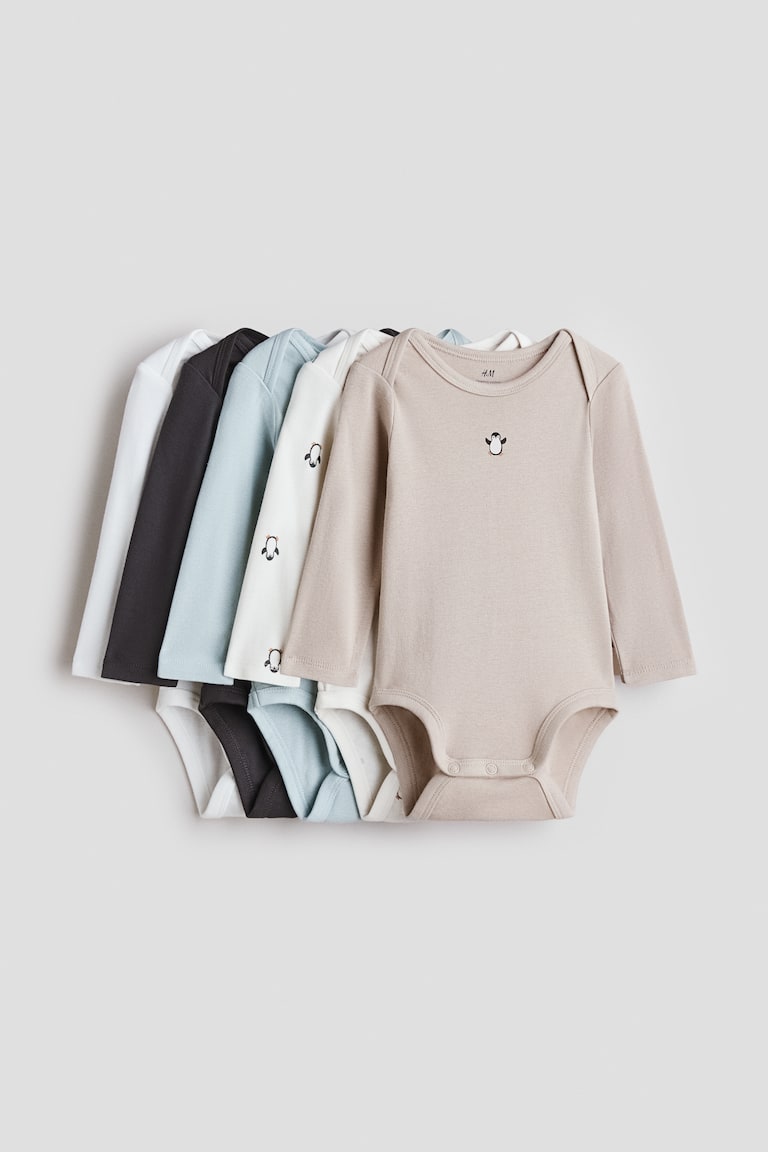 Unisex baby lange mouwen body van 100% katoen in 5-pack, baby body met