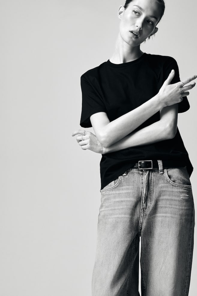 Cotton T-shirt-Black - 4