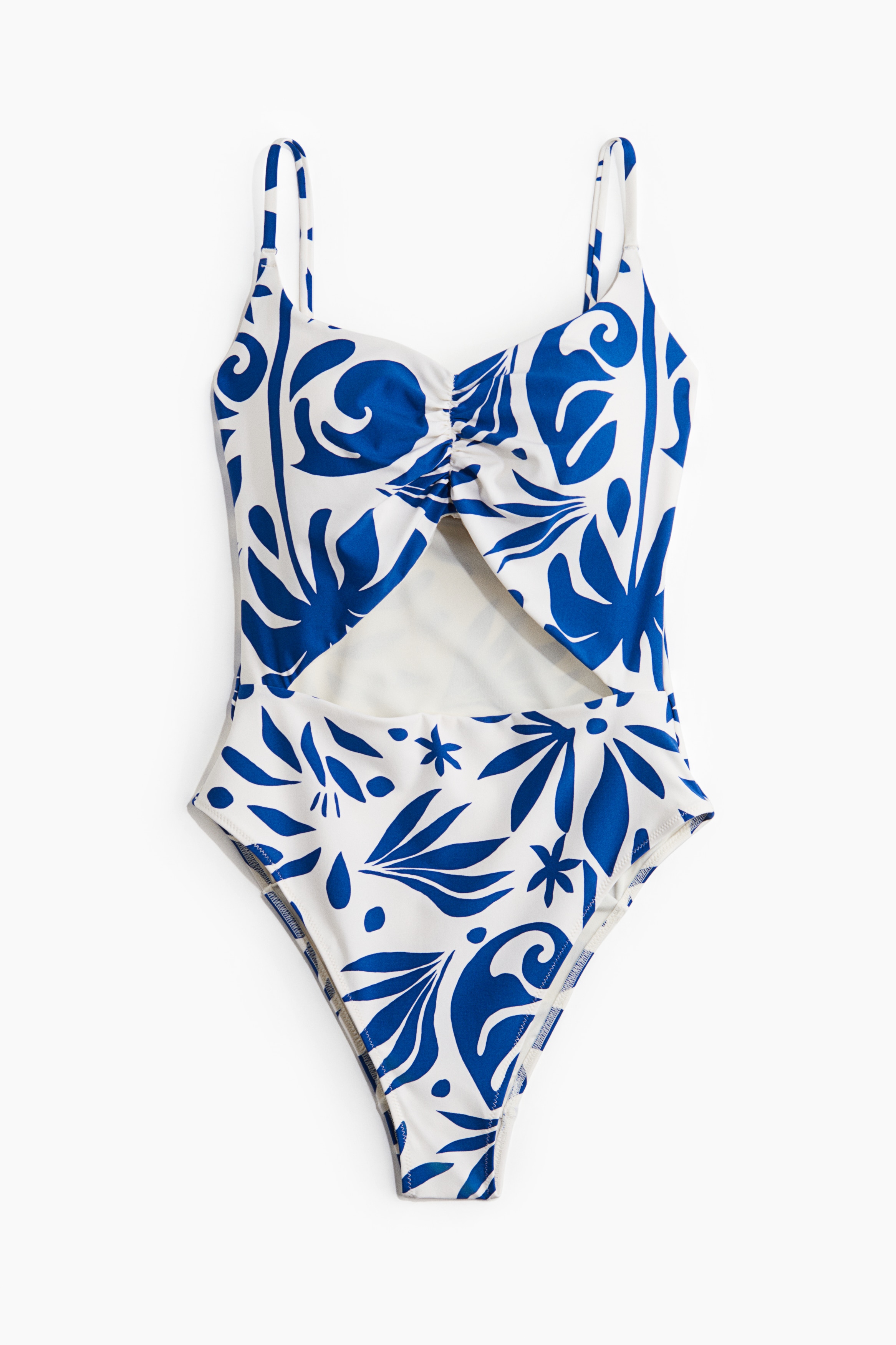 Ολόσωμο μαγιό με θήκες με ενίσχυση και ψηλό κόψιμο - Λευκό/μπλε μοτίβο/Πράσινο/μοτίβο