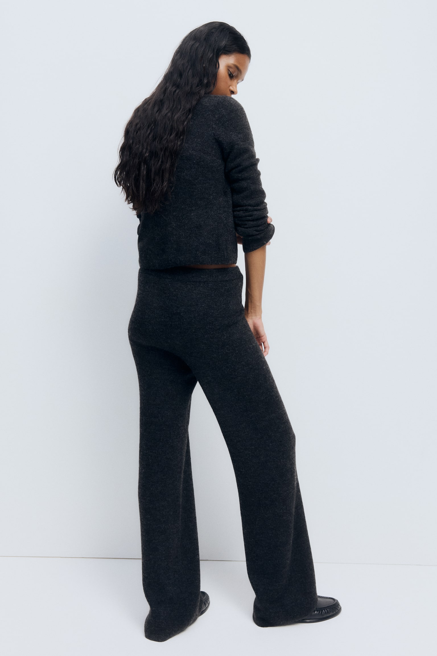 Женские брюки H&M Knit Pull-On, цвет: Тёмный серый — фото 4