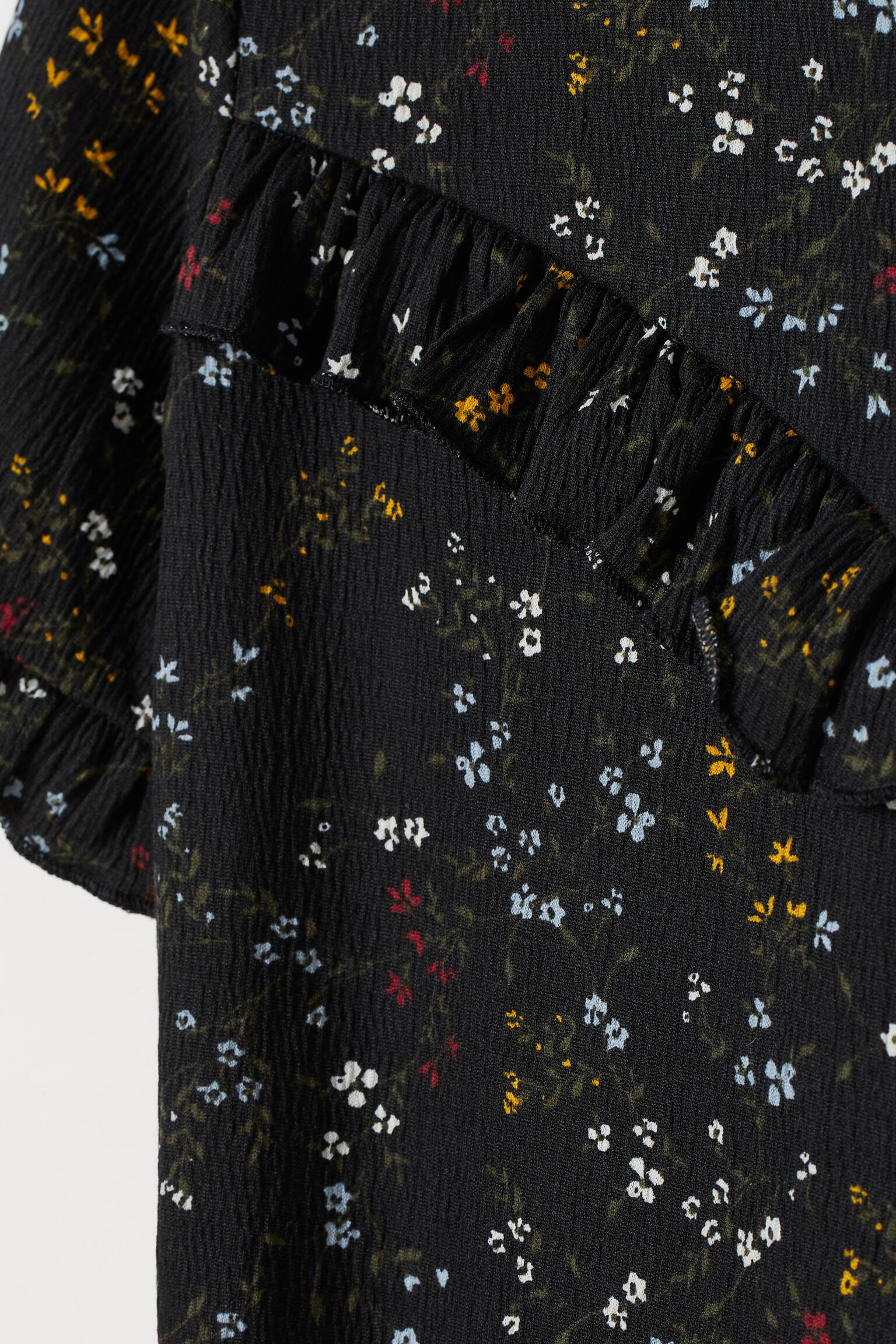 Dress with frills - Black/Floral - 2