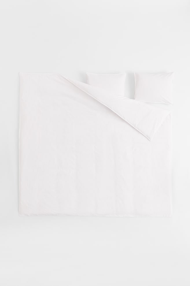 Double/king size cotton duvet cover set - White/Brown/Greige/Dark grey - 4