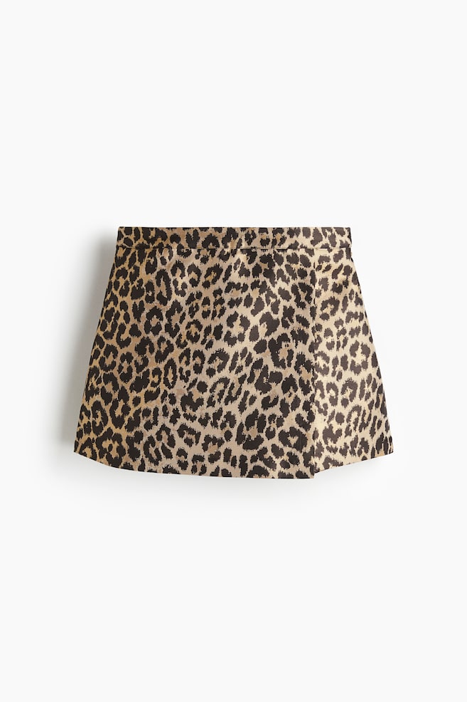 Wrap skort - Beige/Leopard print/Black - 1
