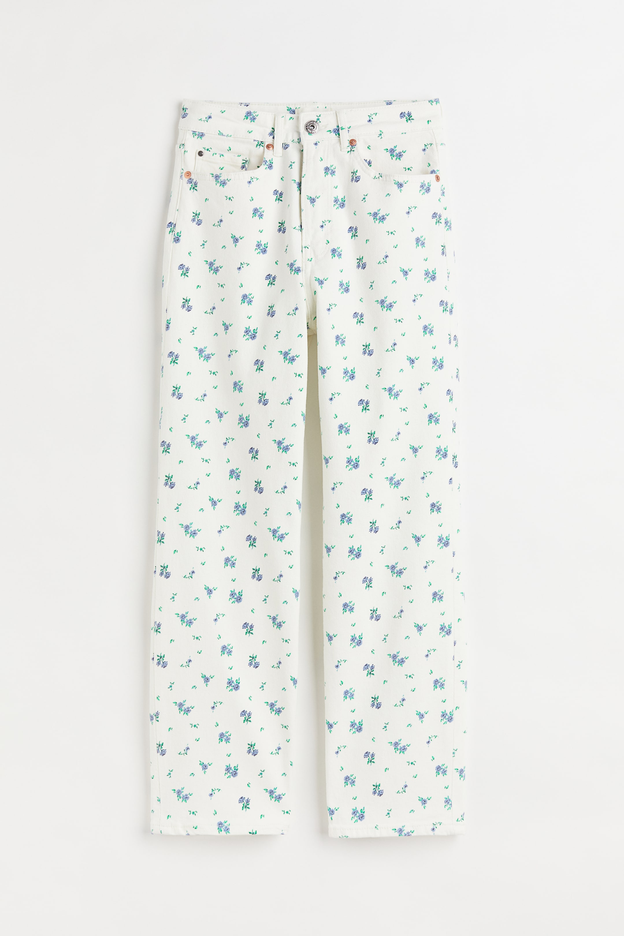 View larger image: Straight High Ankle Jeans - White/Blue/Green - Ladies | H&M 1