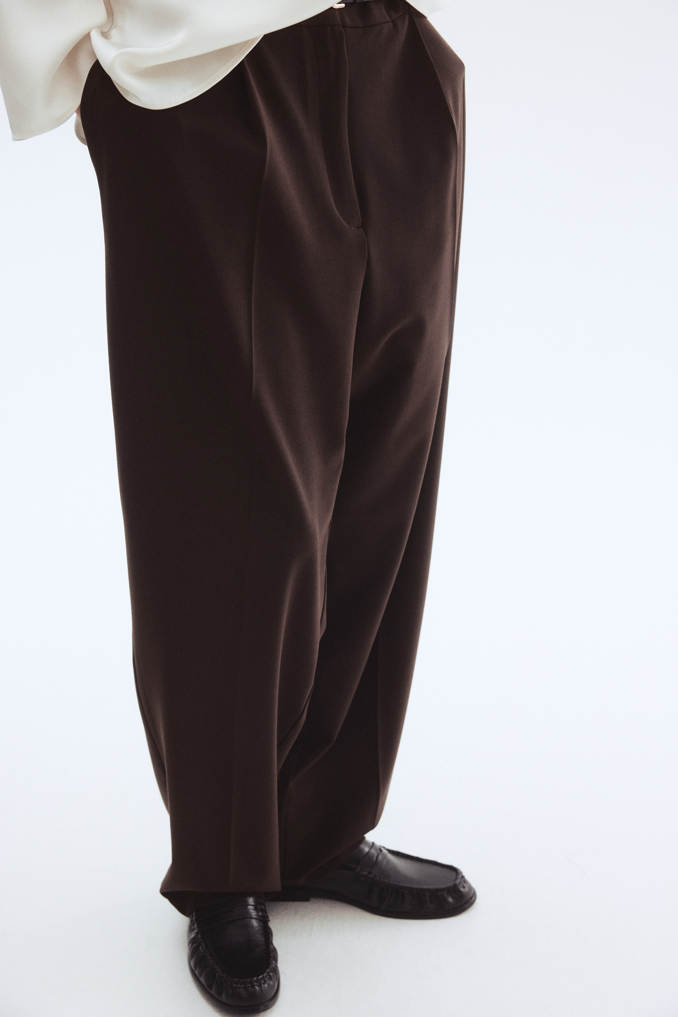 Women's Dark brown Belted Dress Pants | H&M US Women's Dark brown Belted Dress Pants | H&M US