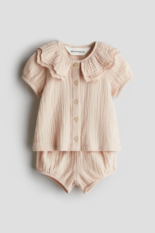Zweiteiler aus Baumwollmusselin - Powder pink - 1