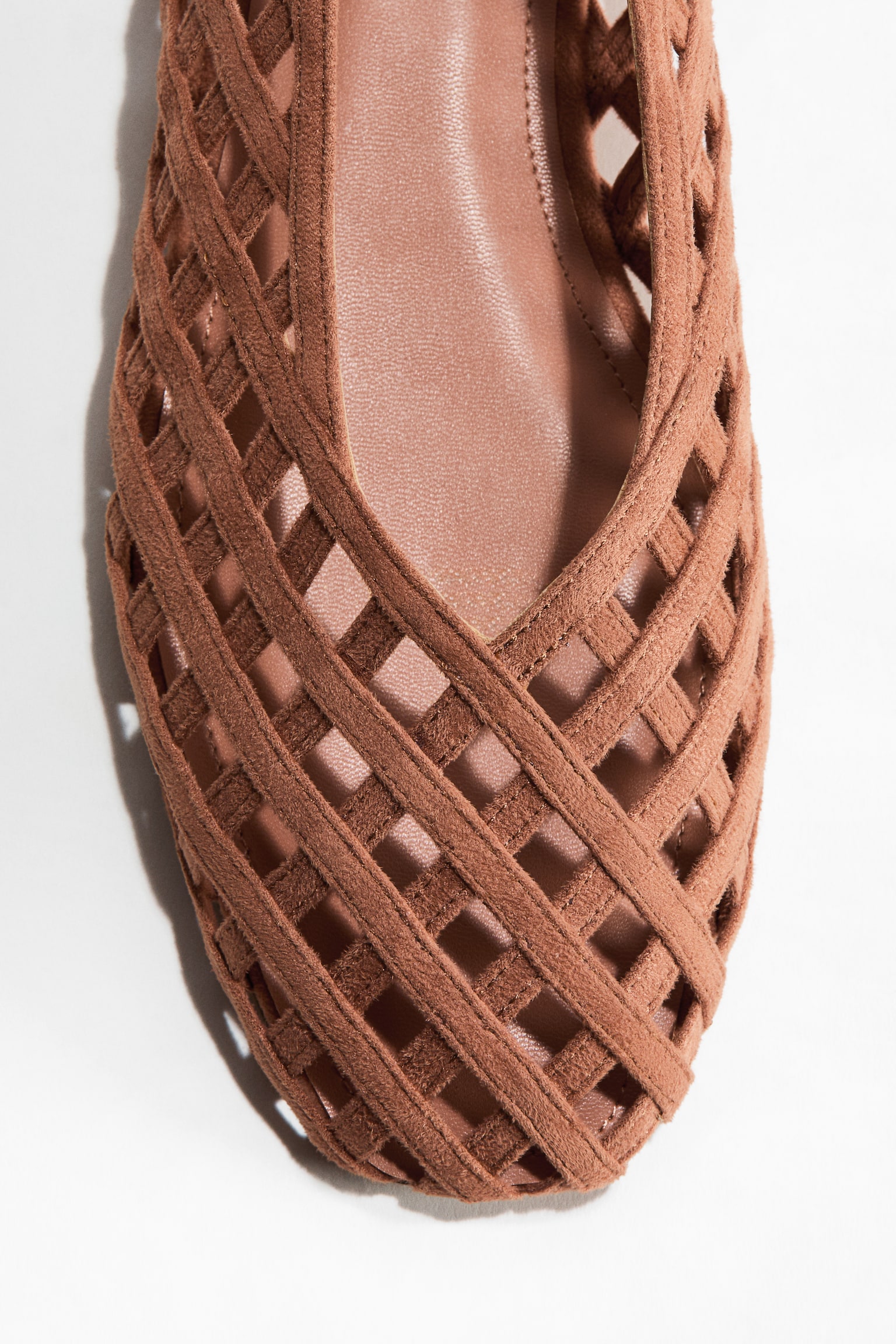 Braided-look ballet flats - Dark peach pink/Light beige/Black/Dark brown/Dark khaki green - 4