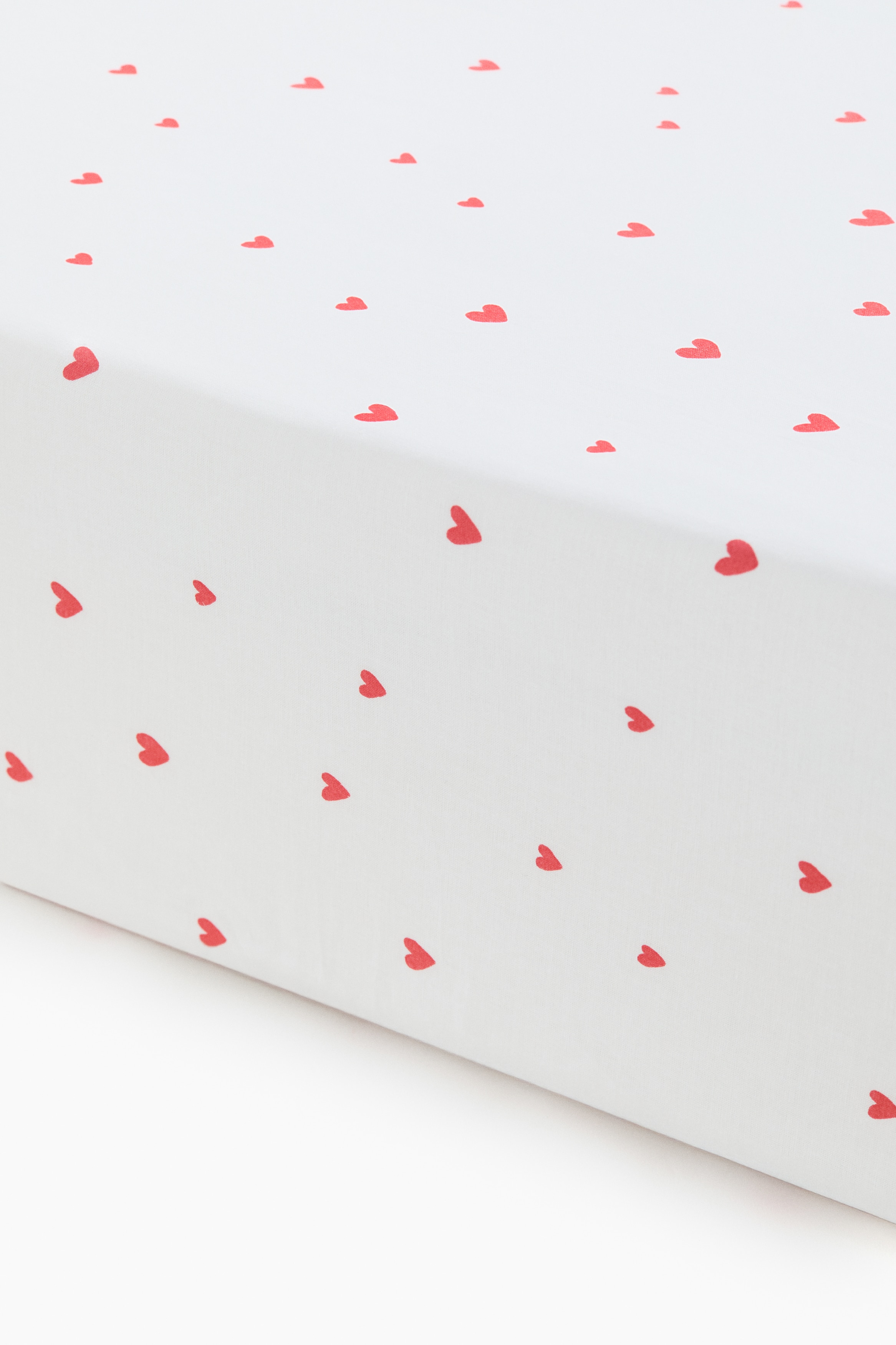 Patterned Cotton Fitted Sheet - White/hearts/Light green/vehicles/Light yellow/oranges/Light beige/dinosaurs/White/dotted/Pink/fruit/Green/dinosaurs/Green/clover