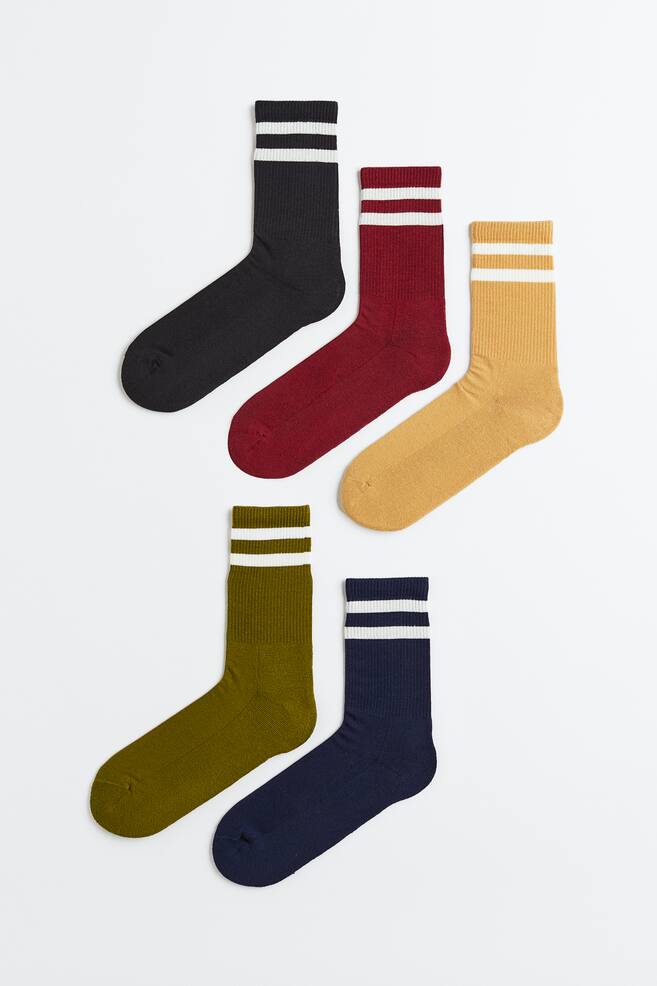 5 paria sukkia - Keltainen/Punainen/Valkoinen/Harmaa/Tummanliila/Vaaleanbeige/Mintunvihreä/Vaaleanbeige/dc/dc/dc - 1