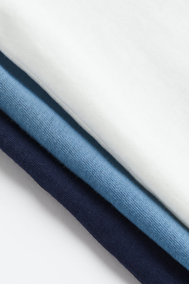 3-pack long-sleeved T-shirts - White/Blue/Navy blue/White/Striped/Black/White/Grey marl - 4