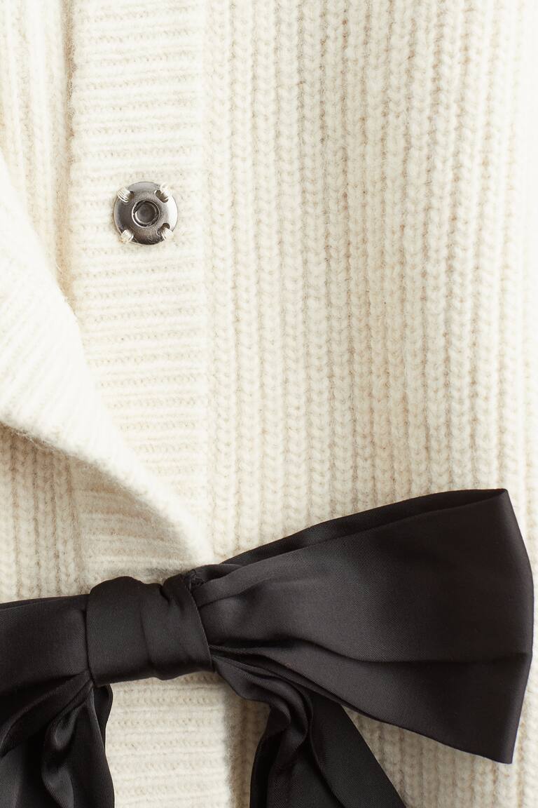 Bow-decorated cardigan Cream Ladies H&M GB