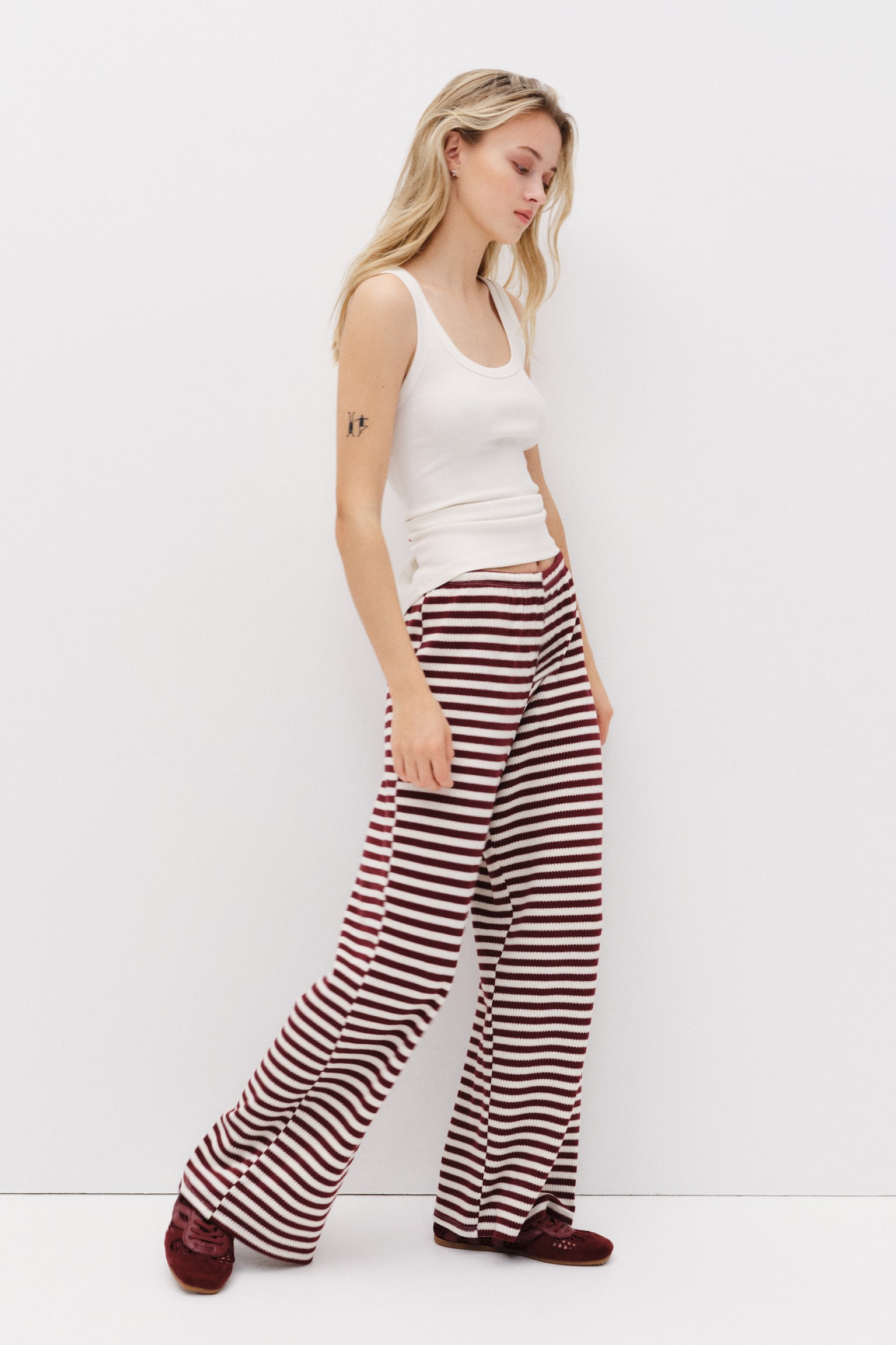 מכנסי סריג - לבן/אדום כהה פסים/לבן/כחול נייבי פסים - 5