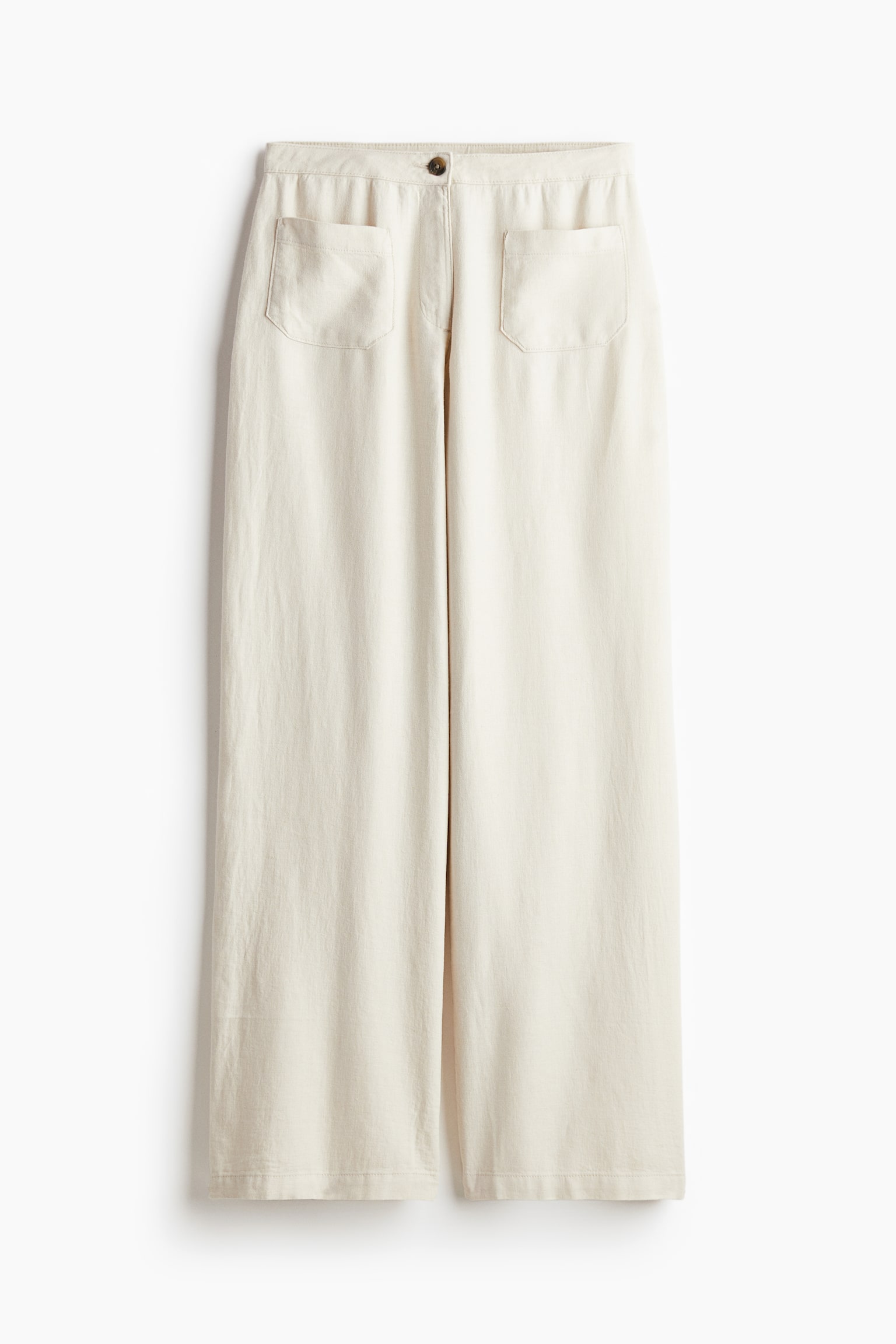 Linen-blend trousers - Light beige/Black - 2