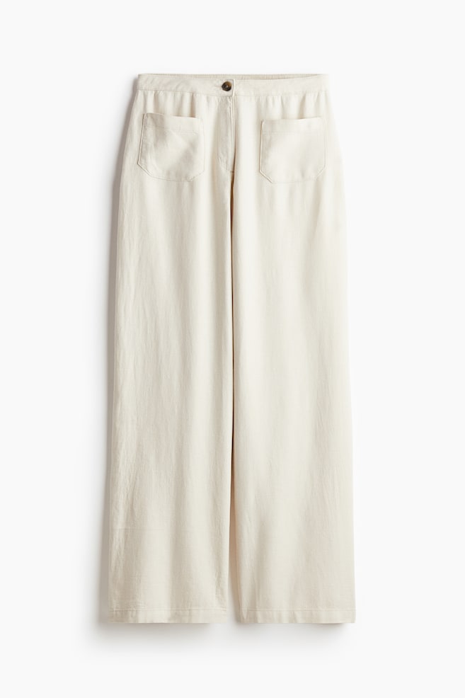 Linen-blend trousers - Light beige - 1