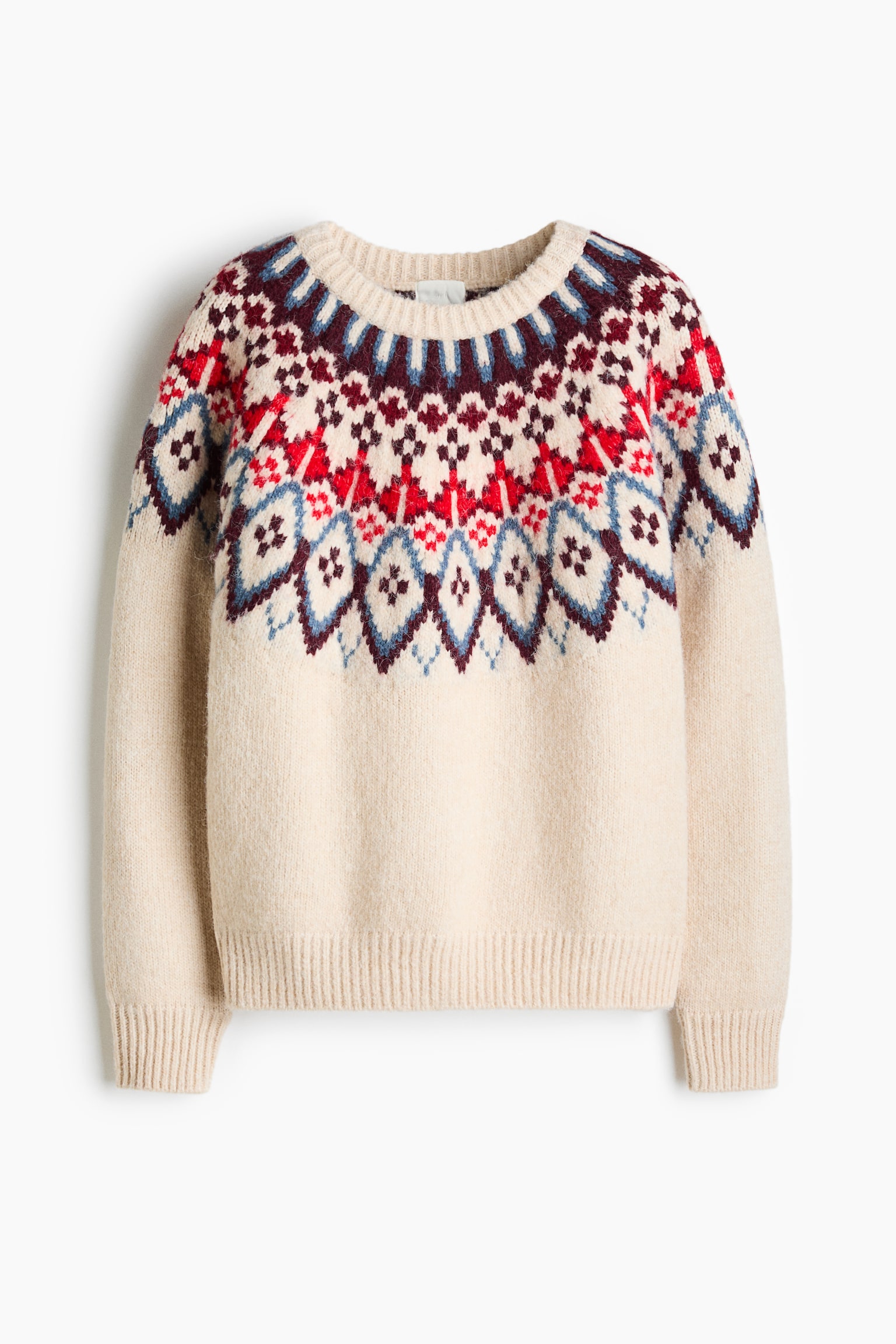 Женский свитер H&M Brushed Jacquard-Knit, цвет: Светлый бежевый — фото 1