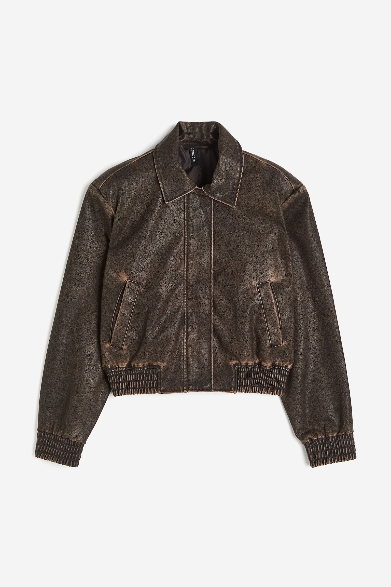 Shoulder Pad Bomber Jacket - Dark brown/Distressed/Grey/Herringbone pattern - 2