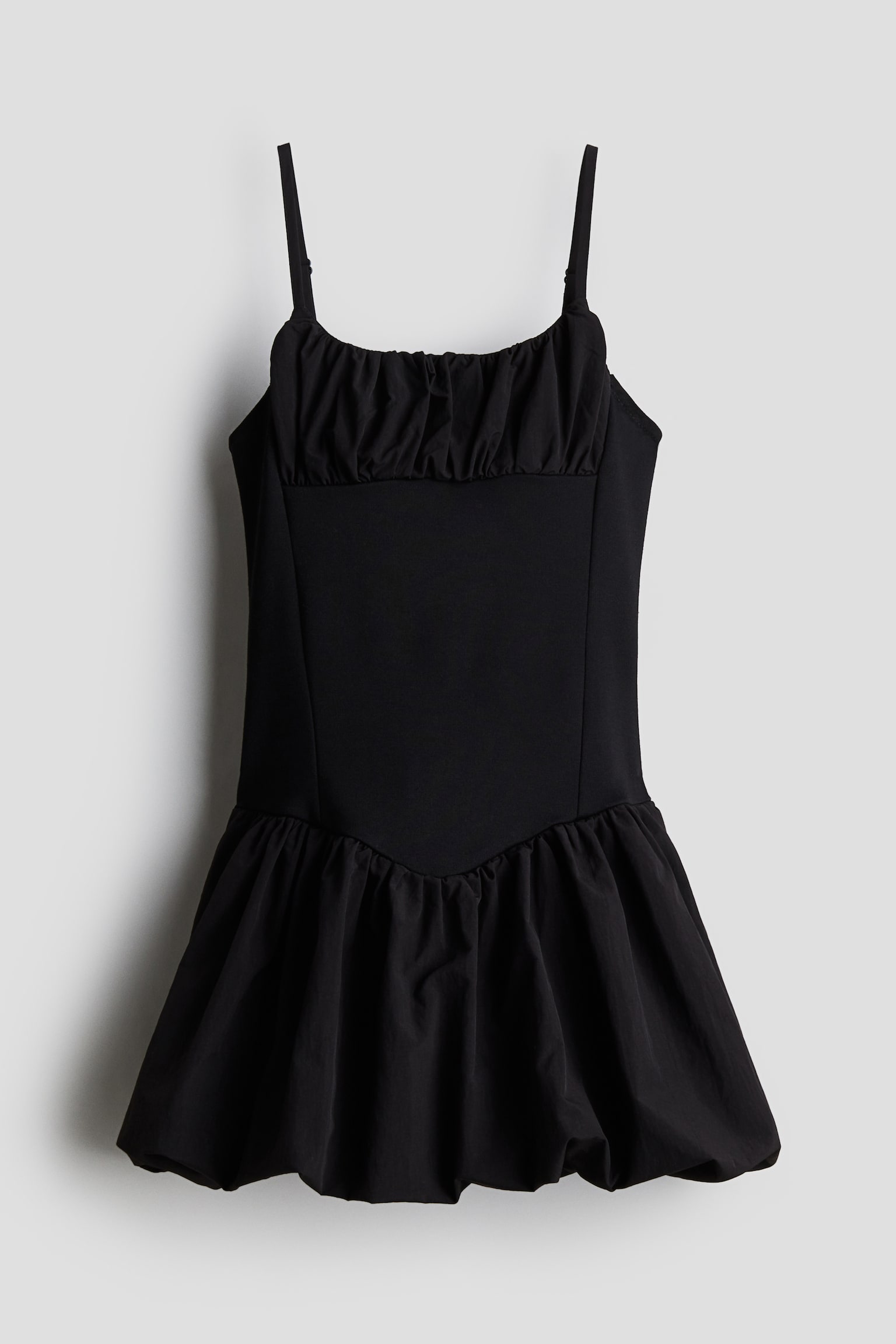 Balloon Skirt Dress - Black - 1