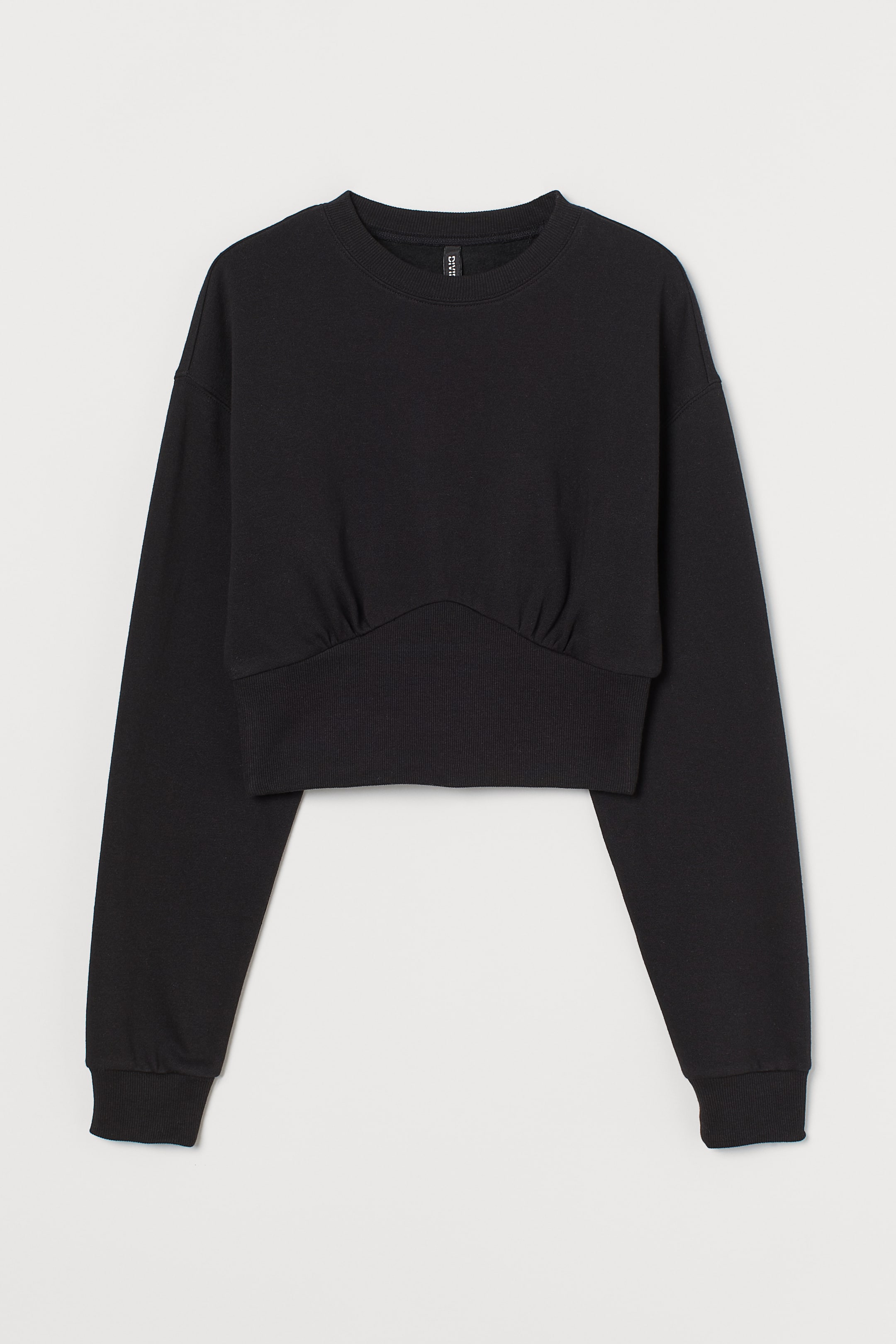 Round Neck Long Sleeve Crop Sweatshirt