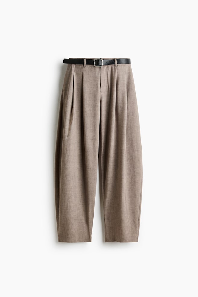 Belted Balloon-Leg Pants - Taupe - 1