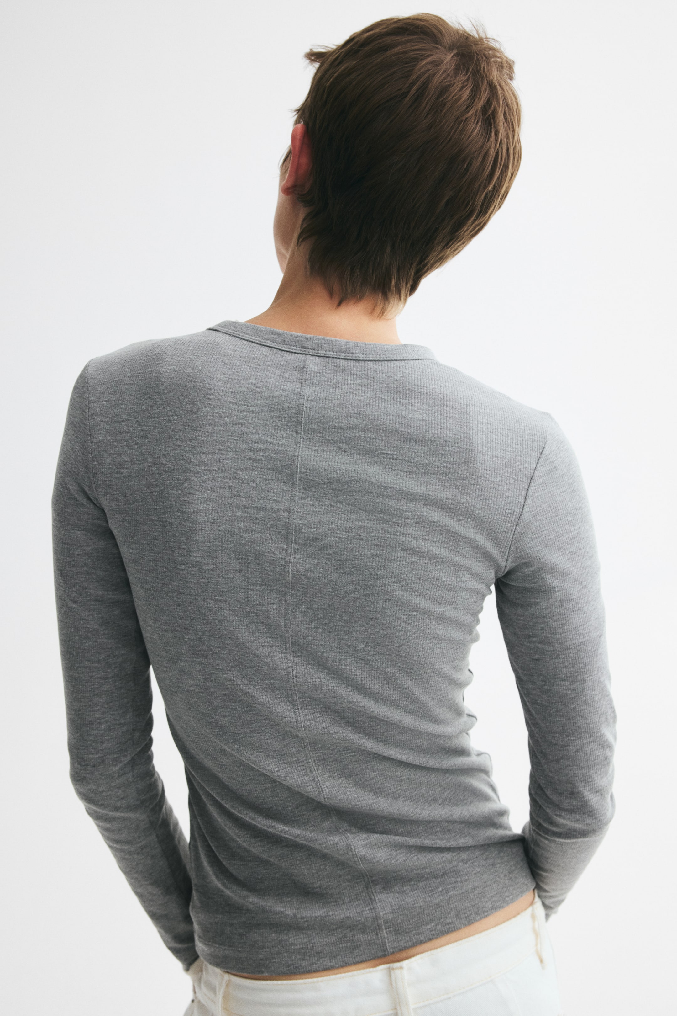 Long-Sleeved Ribbed Top